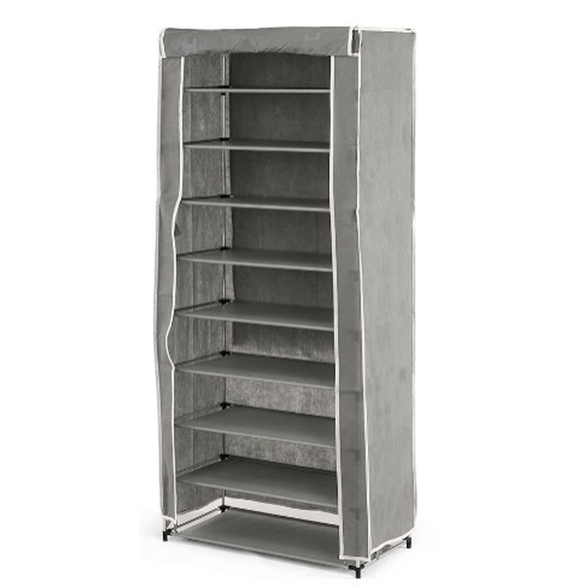 Shoe Rack Kipit Black Grey Cloth Plastic 58 x 32 x 157 cm Shoe Rack Kipit Black Grey Cloth Plastic 58 x 32 x 157 cm