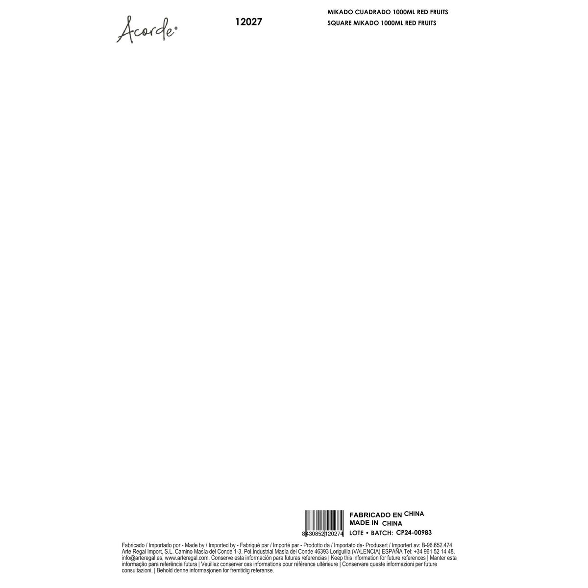 Perfume Sticks Acorde RED FRUITS 1 L (4 Units)