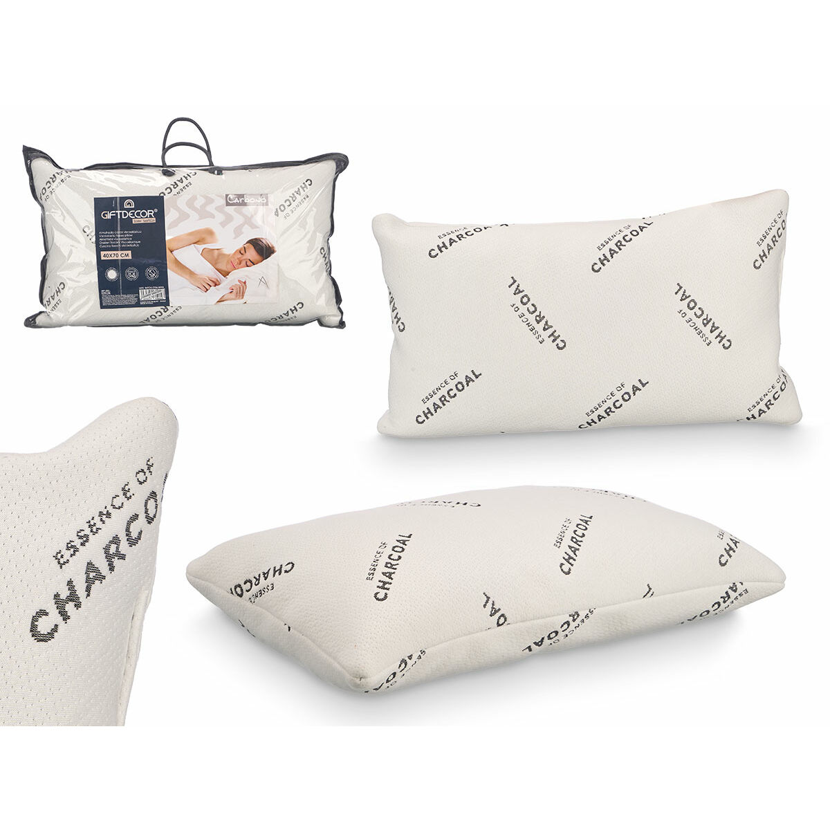 Viscoelastic Pillow Gift Decor White 70 x 15 x 40 cm (6 Units)