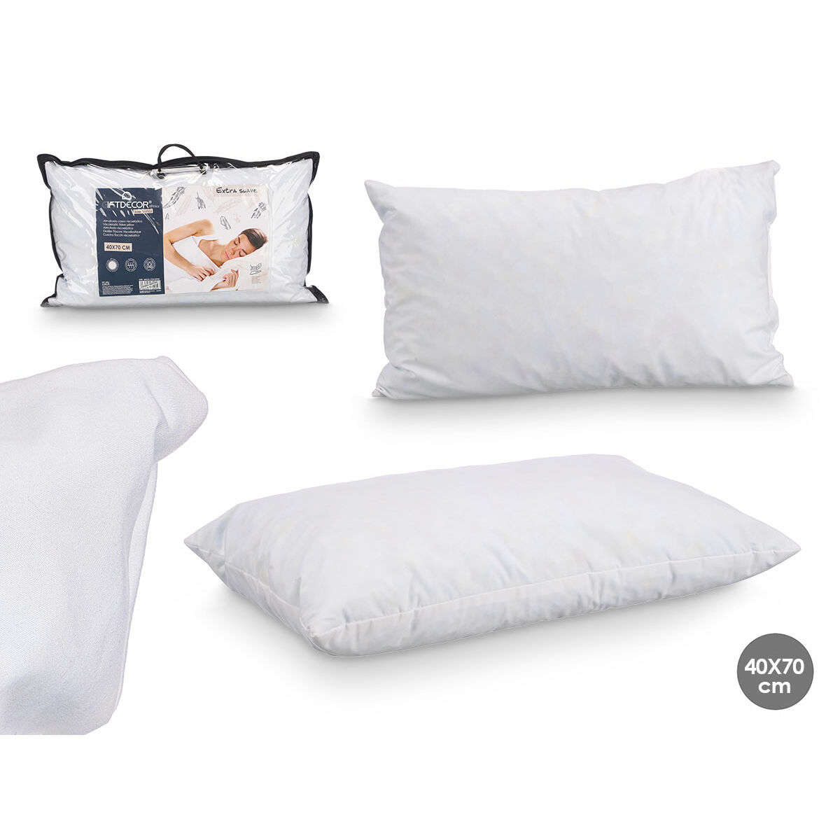 Viscoelastic Pillow Gift Decor White 70 x 40 cm (6 Units)