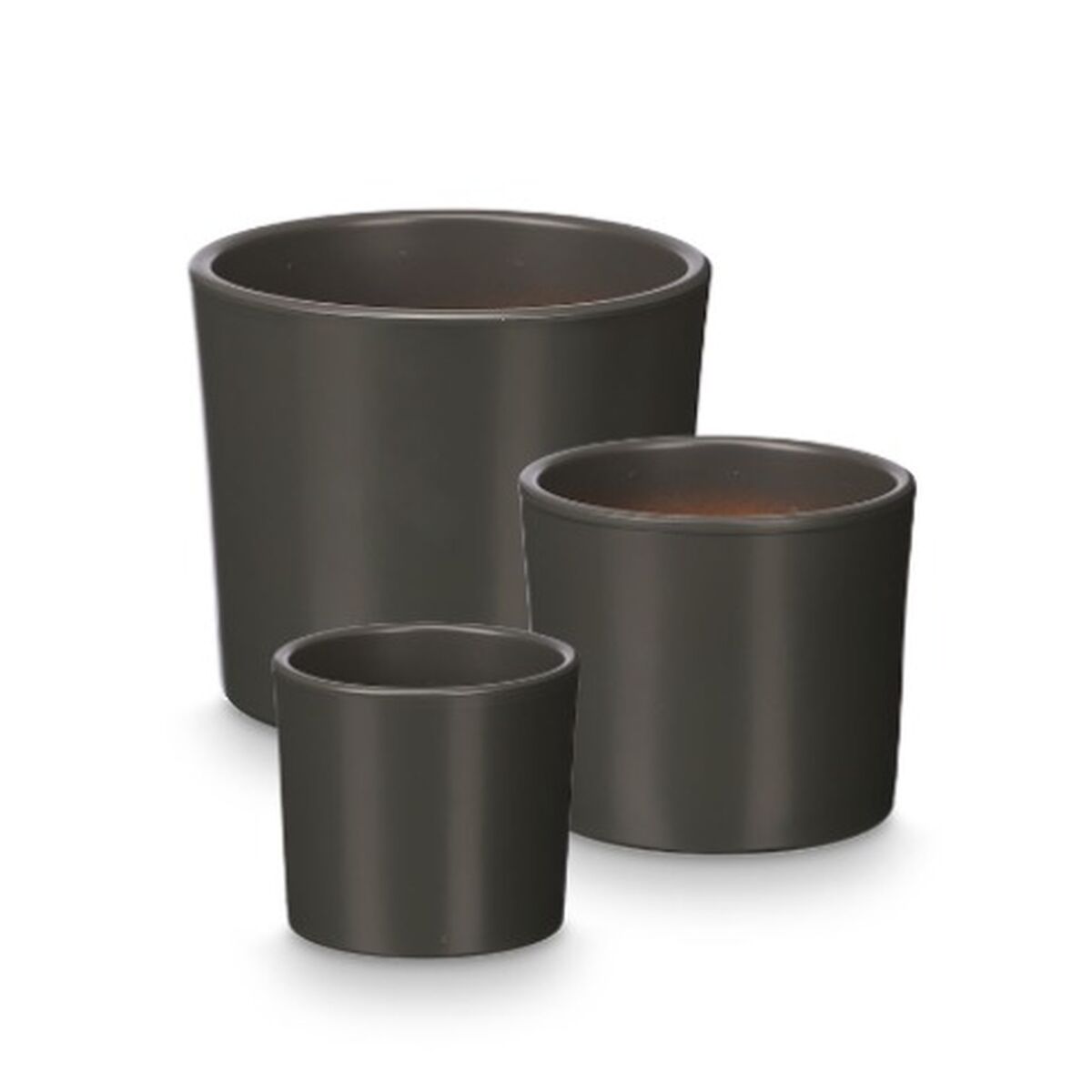 Set of pots Ibergarden Anthracite Clay  14 cm  22 cm  17 cm 3 Pieces