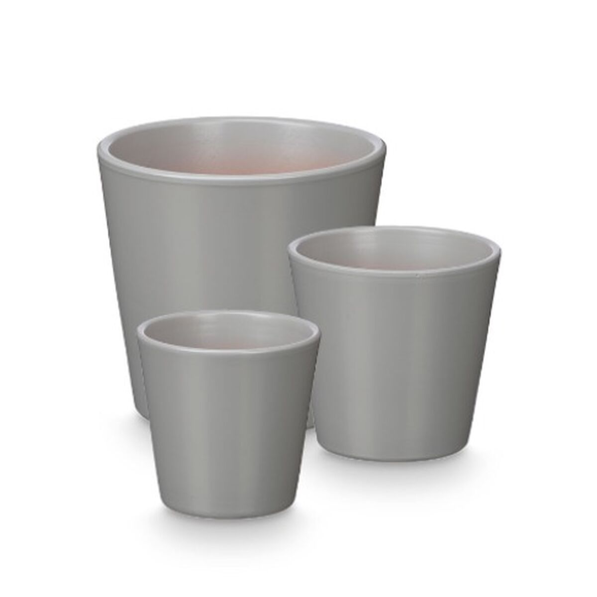 Set of pots Ibergarden Grey Clay  14 cm  22 cm  17 cm 3 Pieces