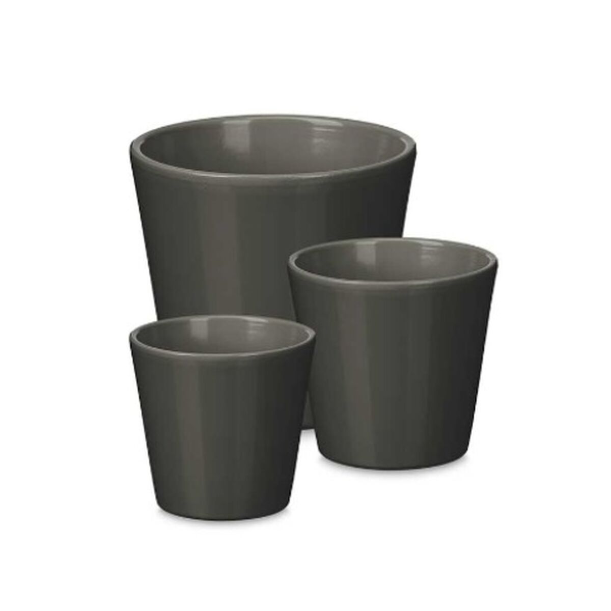 Set of pots Ibergarden Anthracite Clay  14 cm  22 cm  17 cm 3 Pieces
