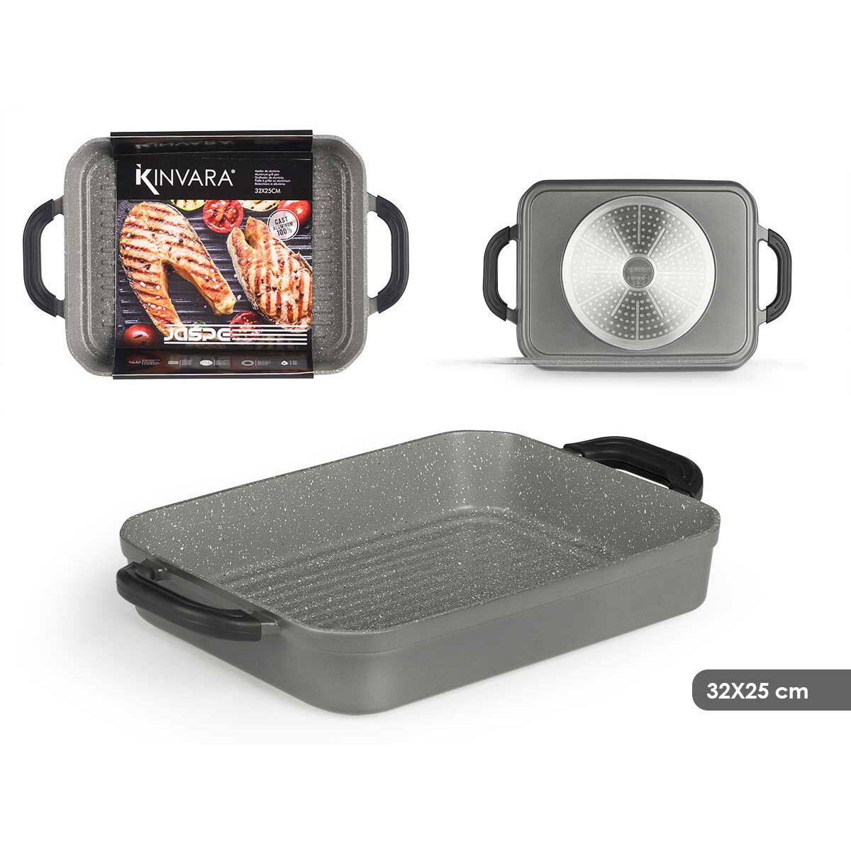 Barbecue Kinvara White Red Grey Silicone Aluminium 32 x 25 cm