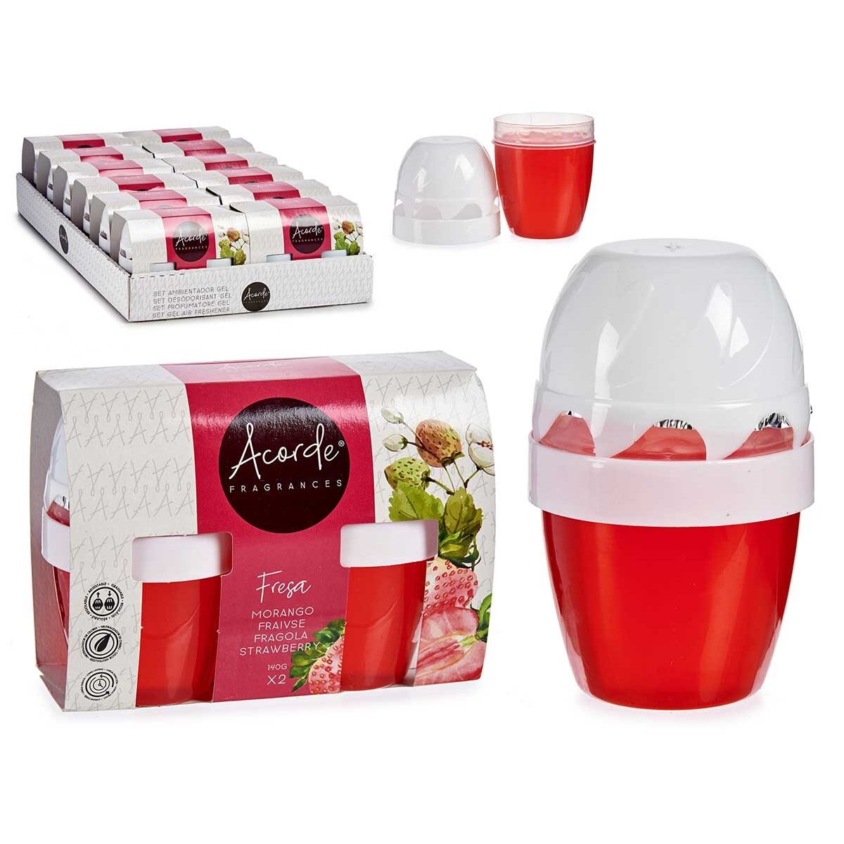 Air Freshener Set Acorde Strawberry 2 Pieces (12 Units)