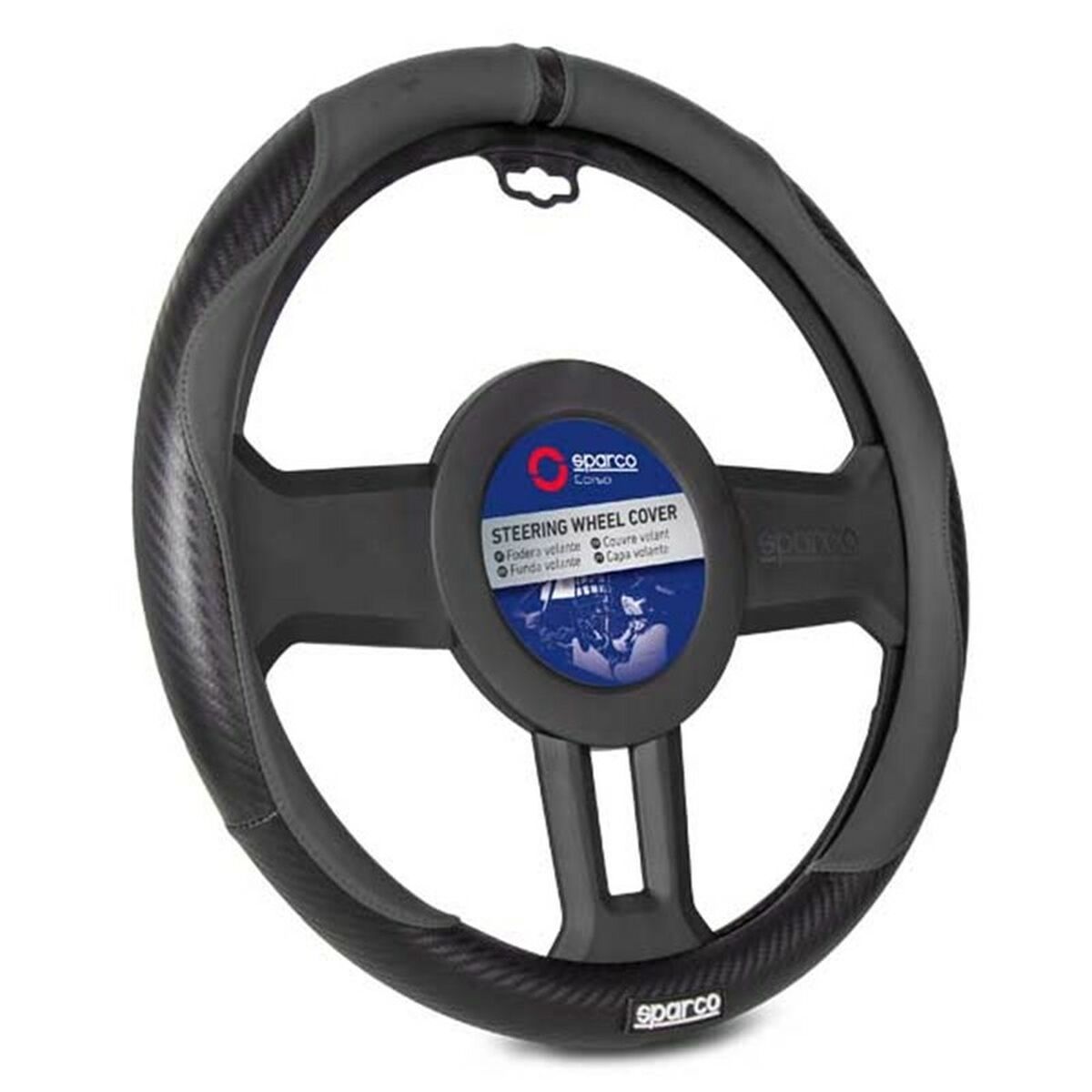 Steering Wheel Cover Sparco SPCS128BK  37-38 cm Black Steering Wheel Cover Sparco SPCS128BK  37-38 cm Black