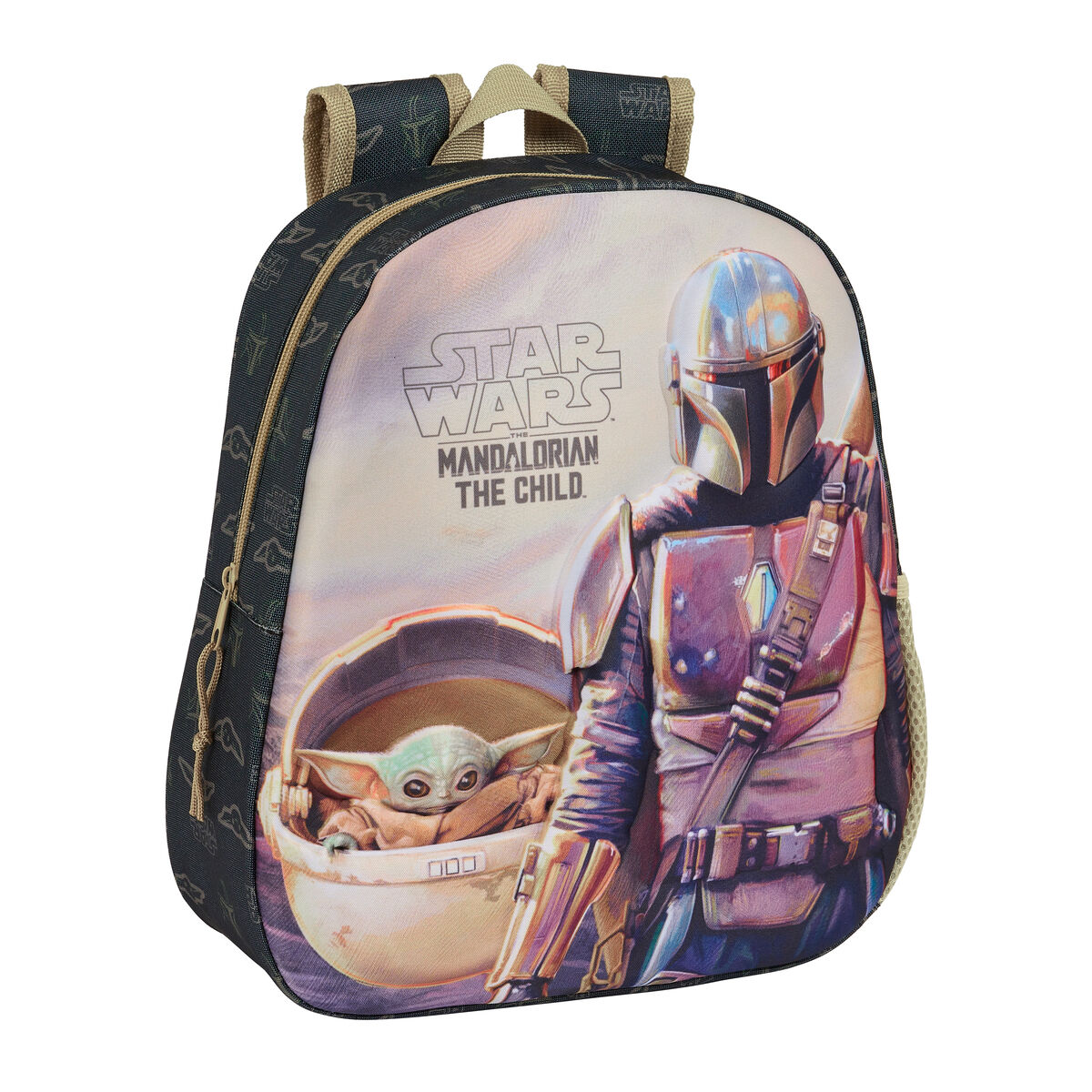 3D Child bag The Mandalorian Black Beige 27 x 33 x 10 cm 3D Child bag The Mandalorian Black Beige 27 x 33 x 10 cm