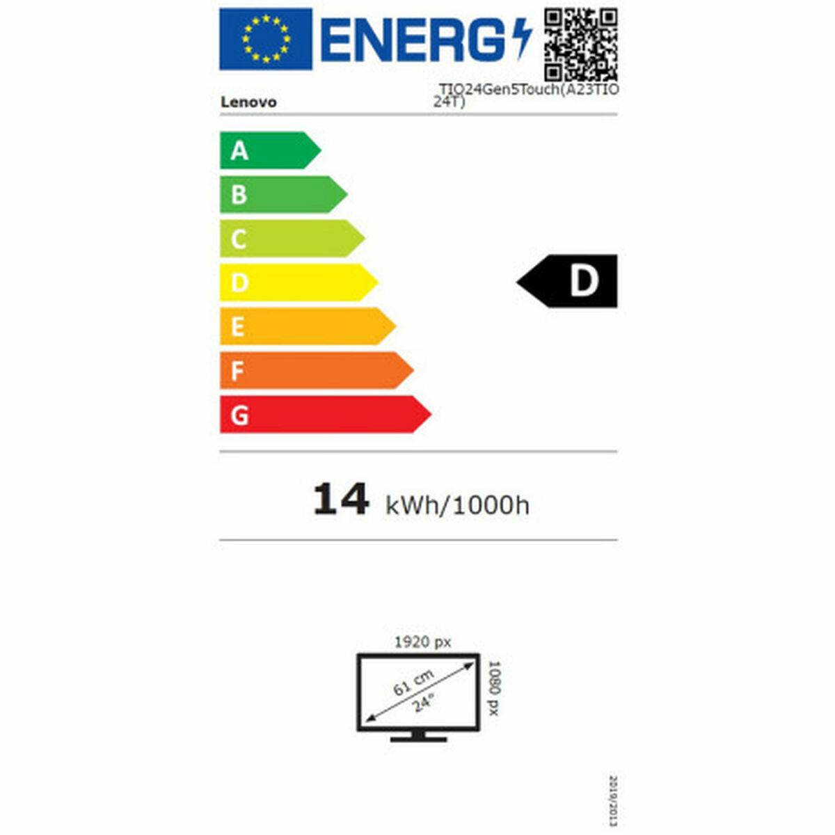 Monitor Lenovo 12NBGAT1EU Full HD 23,8″ 50 – 60 Hz 60 Hz