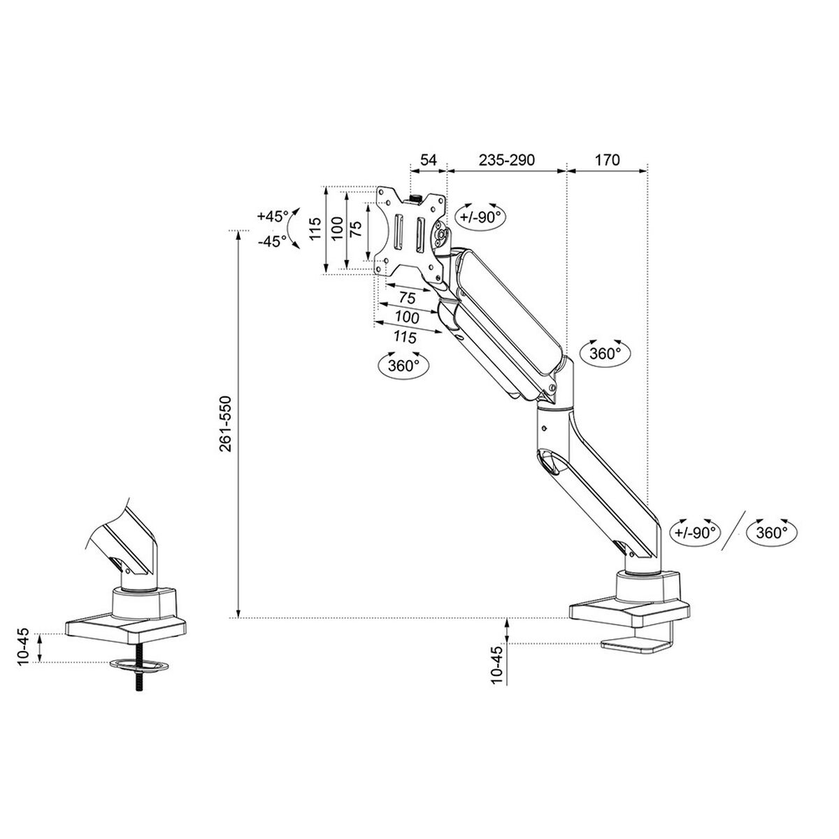 Screen Table Support Neomounts DS70PLUS-450WH1 17″ 49″