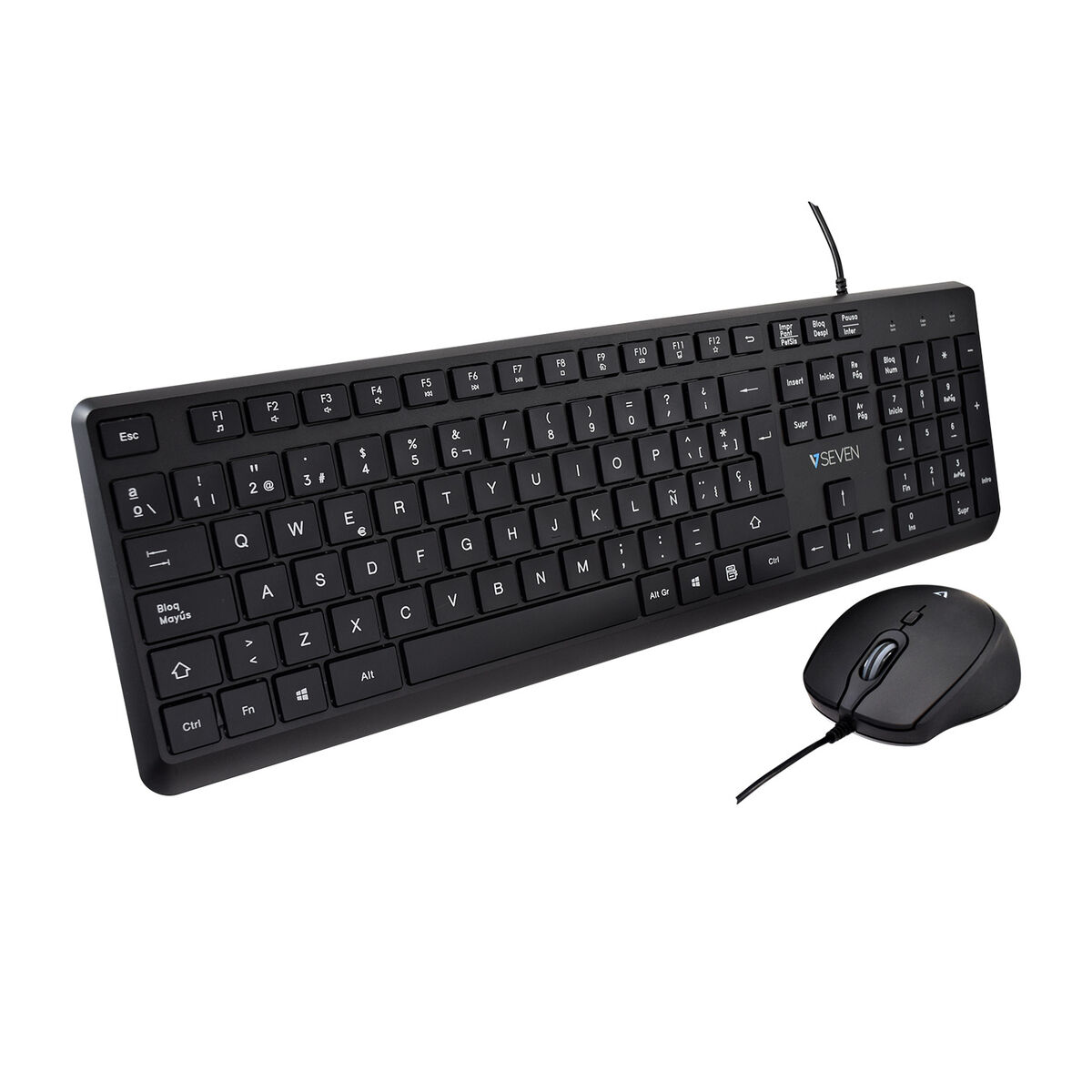Keyboard and Mouse V7 CKU350ES Black Spanish Qwerty Keyboard and Mouse V7 CKU350ES Black Spanish Qwerty