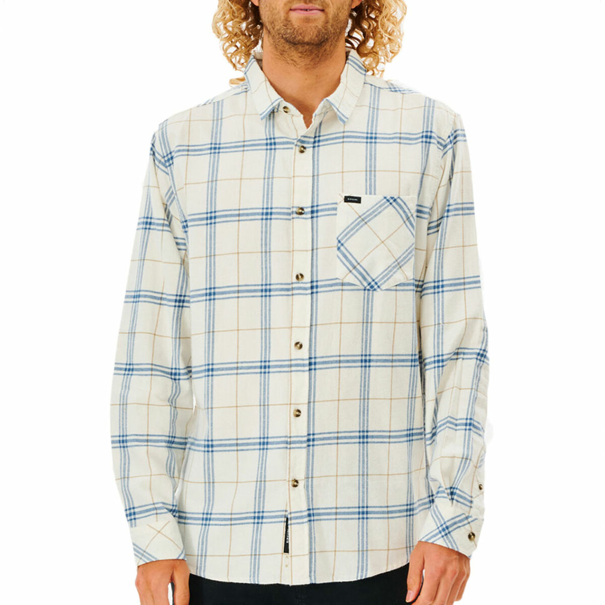 Men’s Long Sleeve Shirt Rip Curl Checked in Flannel Franela White Men’s Long Sleeve Shirt Rip Curl Checked in Flannel Franela White