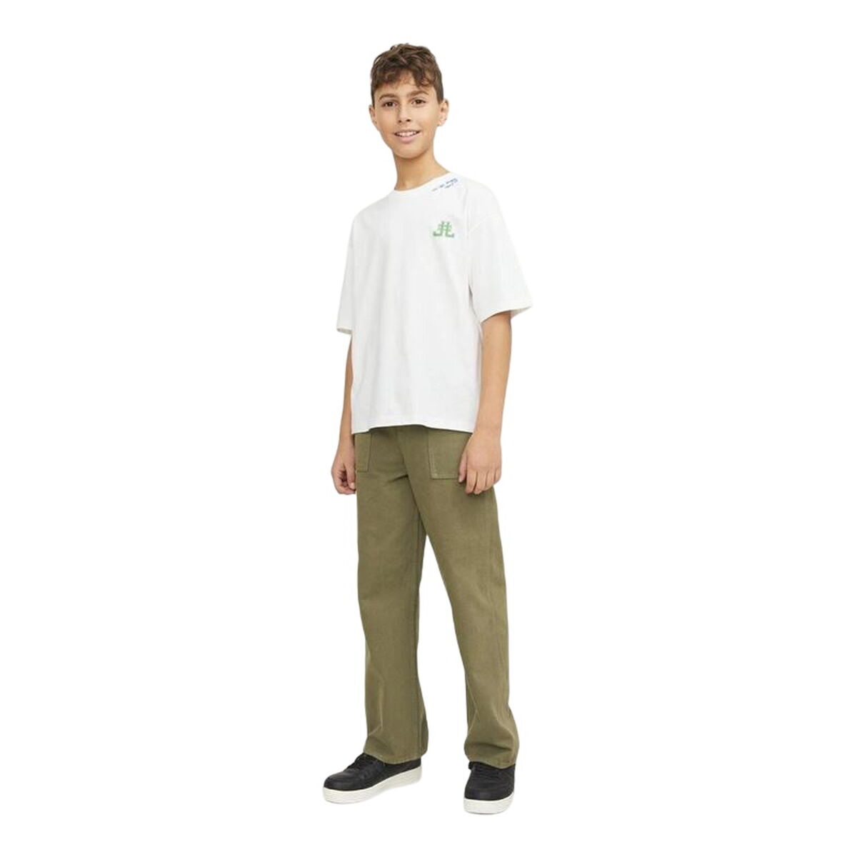 Child’s Short Sleeve T-Shirt Jack & Jones Jorcole Back Print White Green
