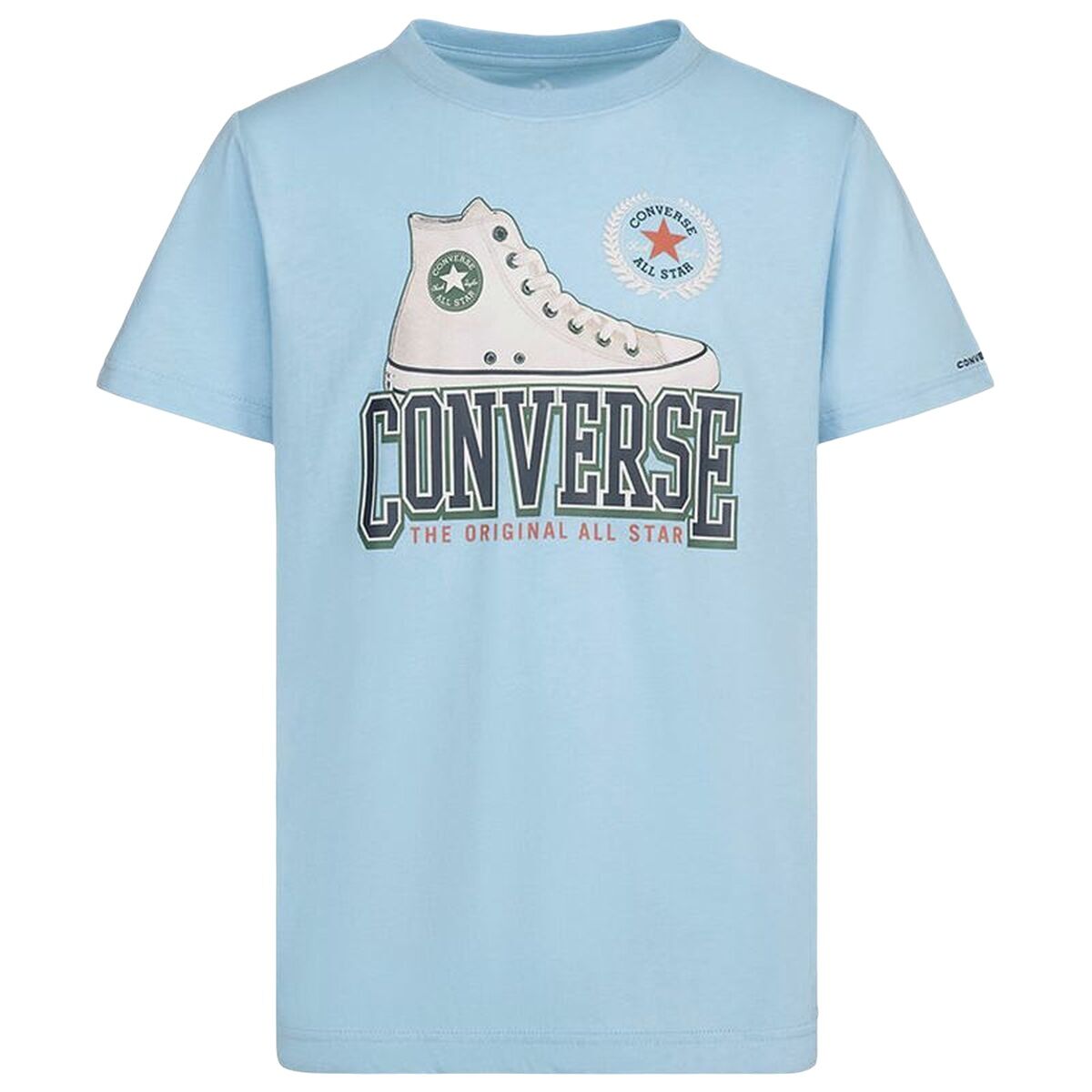Child’s Short Sleeve T-Shirt Converse Script Sneaker Gfx Sky blue