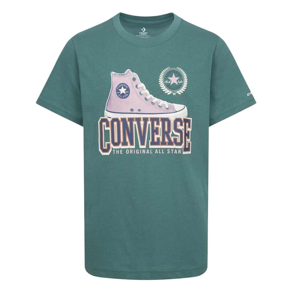 Child’s Short Sleeve T-Shirt Converse Script Sneaker Gfx Sse Cyan