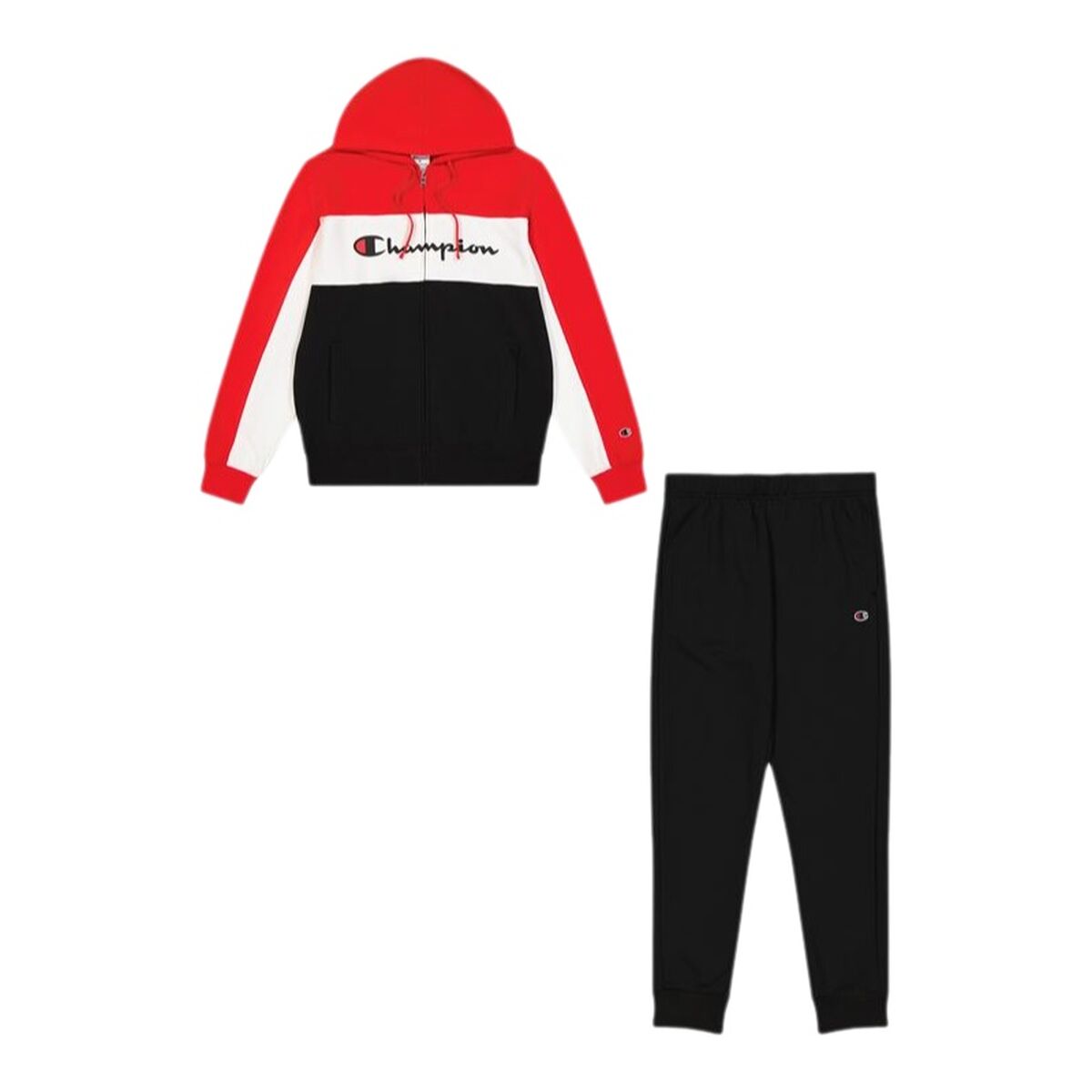 Tracksuit for Adults Champion Champion Full Zip Suit Black Red Men Tracksuit for Adults Champion Champion Full Zip Suit Black Red Men