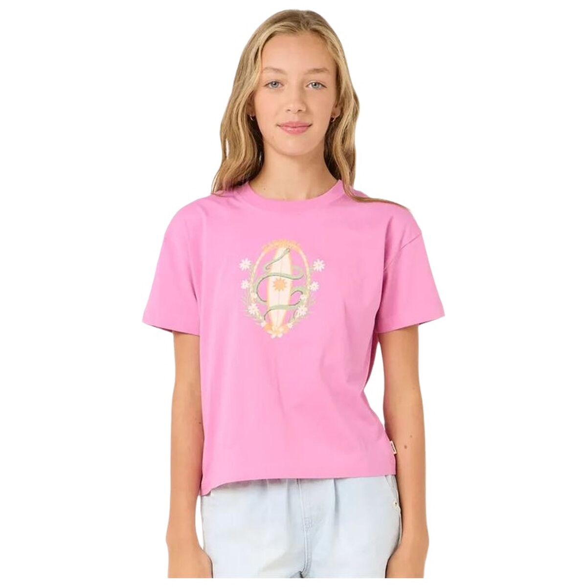 Child’s Short Sleeve T-Shirt Rip Curl Island Surf Crop Pink