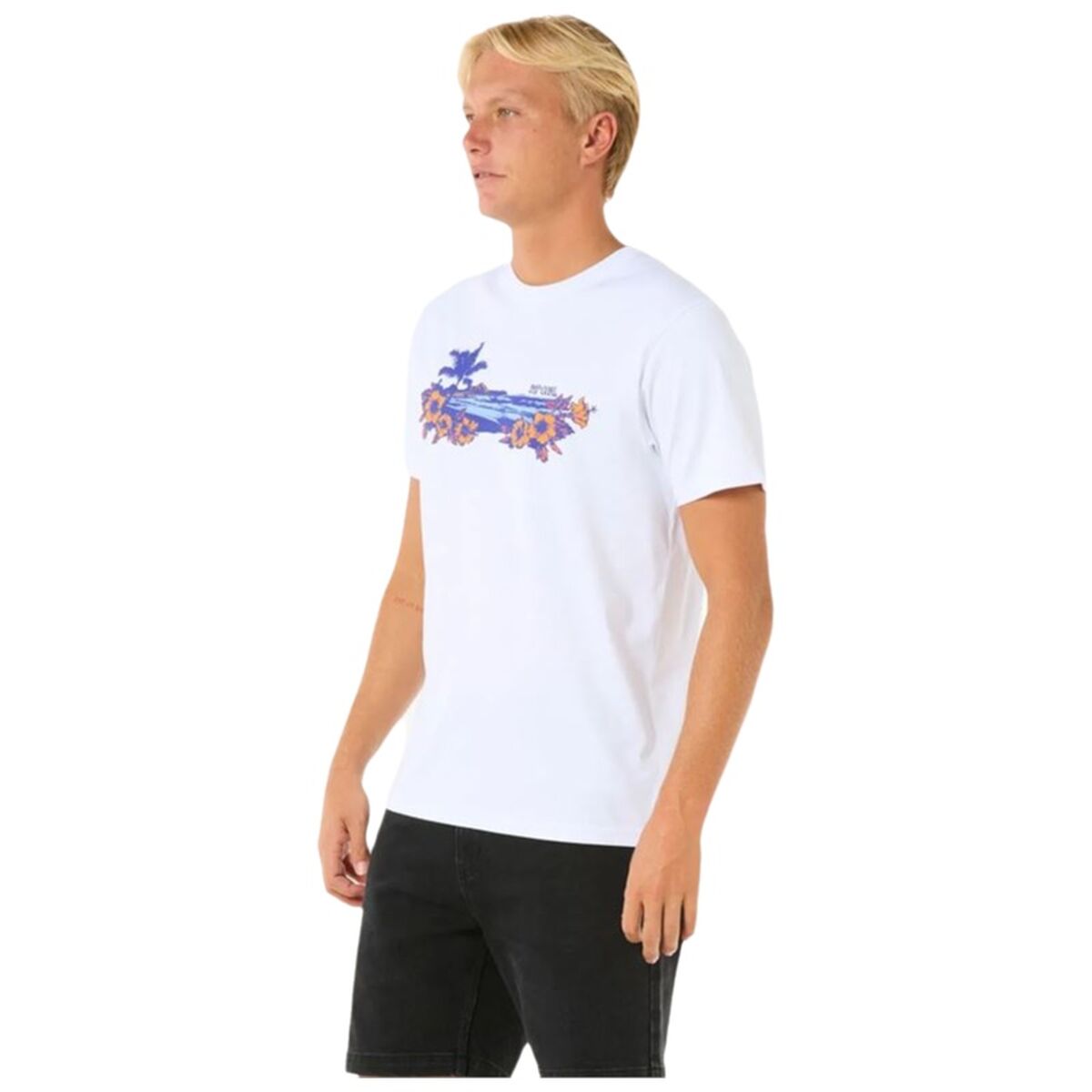 Menâs Short Sleeve T-Shirt Rip Curl Surf Paradise White Menâs Short Sleeve T-Shirt Rip Curl Surf Paradise White
