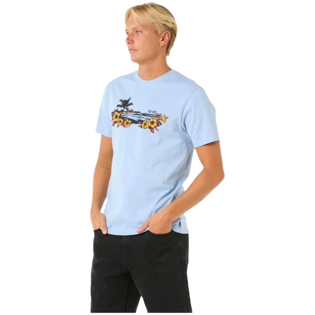 Menâs Short Sleeve T-Shirt Rip Curl Surf Paradise Blue Menâs Short Sleeve T-Shirt Rip Curl Surf Paradise Blue