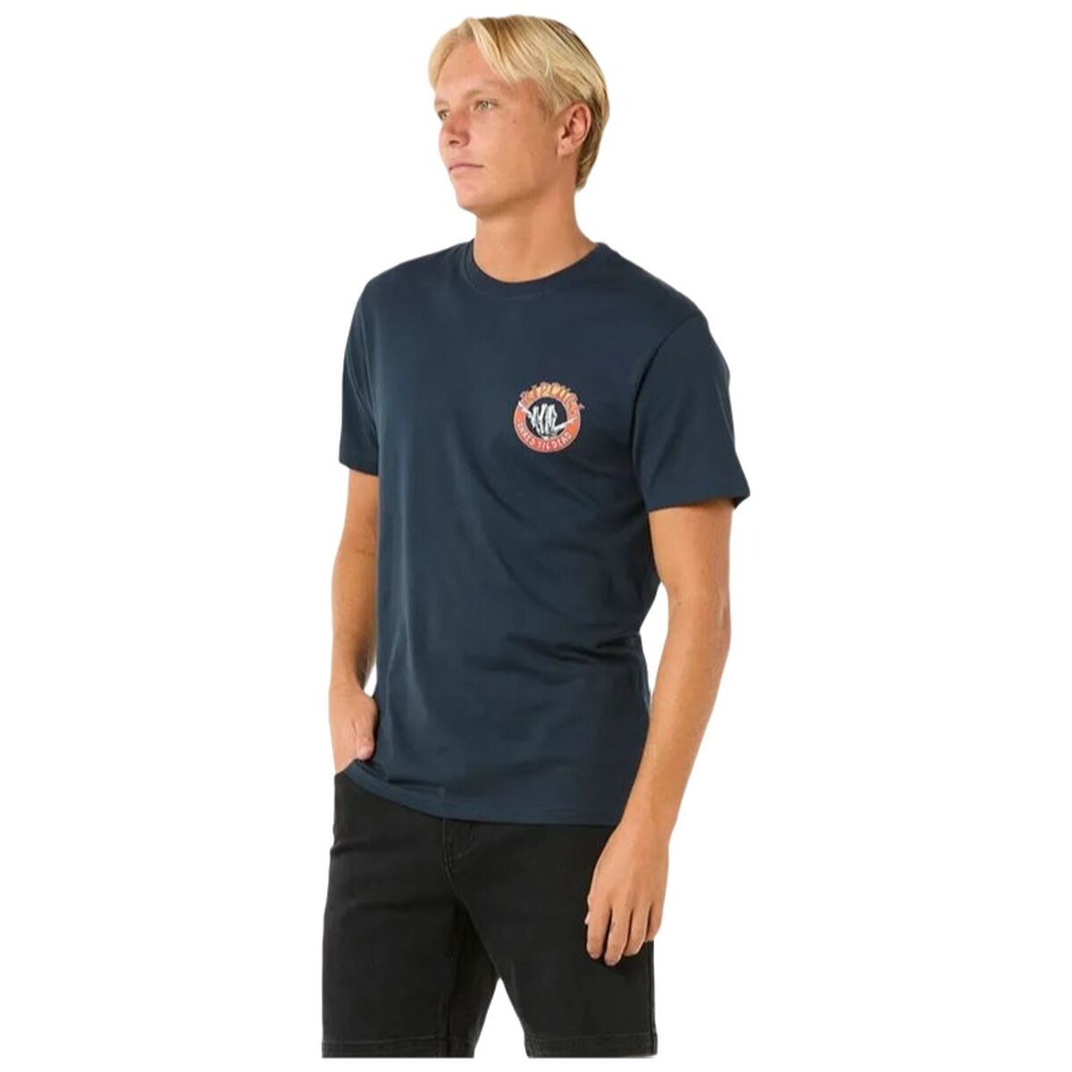 Menâs Short Sleeve T-Shirt Rip Curl Shred Til Tee Navy Blue Menâs Short Sleeve T-Shirt Rip Curl Shred Til Tee Navy Blue