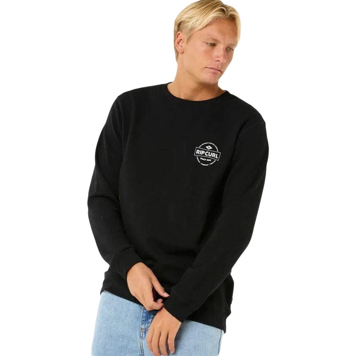 Men’s Sweatshirt without Hood Rip Curl Stapler Crew Black Men’s Sweatshirt without Hood Rip Curl Stapler Crew Black