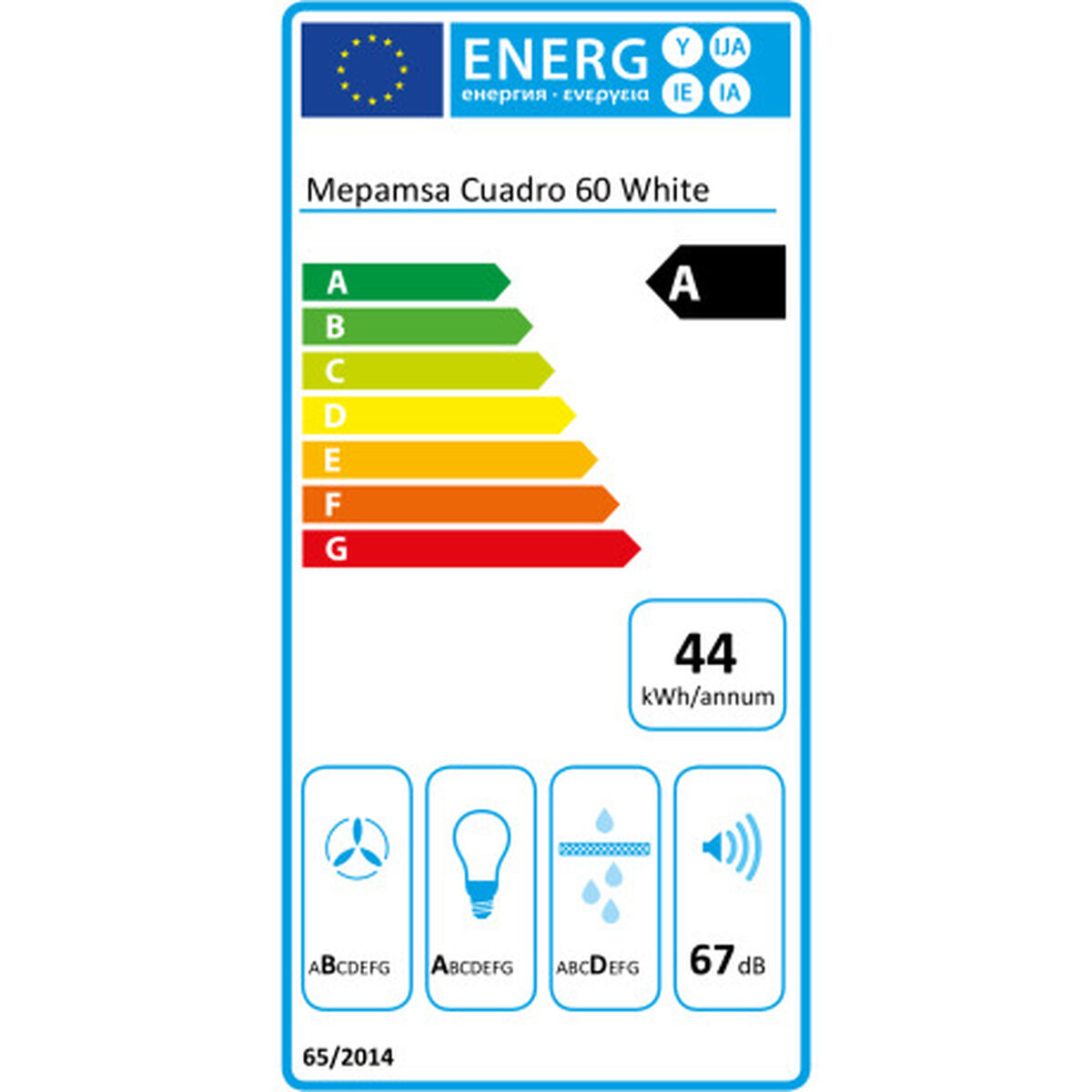 Conventional Hood Mepamsa Cuadro 60 60 cm 600 m/h 200W A White