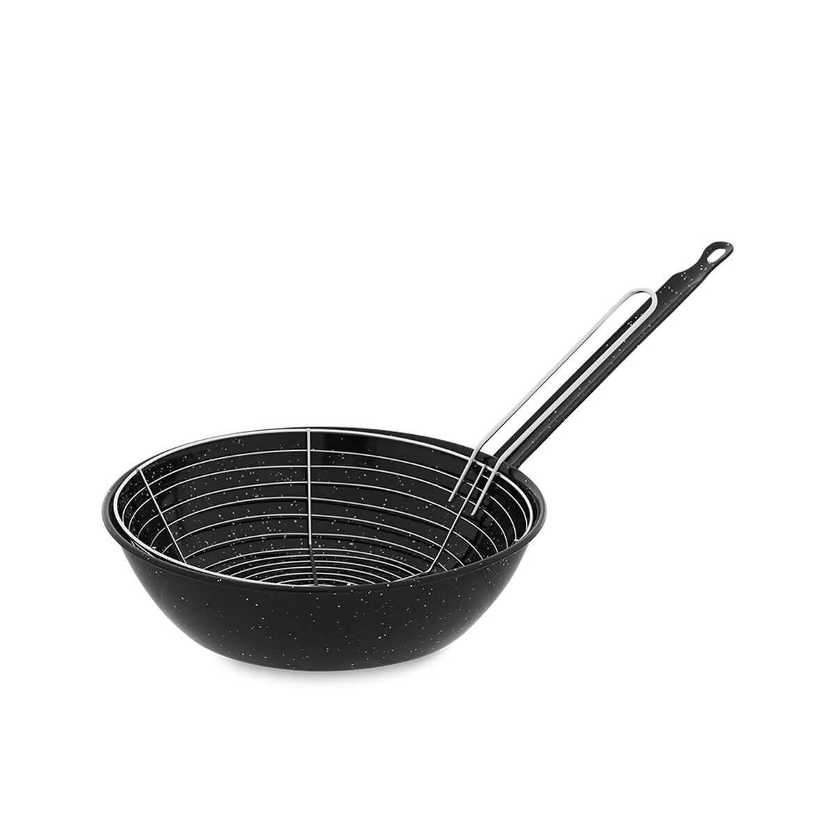 Frying pan with basket Vaello Black Enamelled Steel (Ø 24 cm) Frying pan with basket Vaello Black Enamelled Steel (Ø 24 cm)