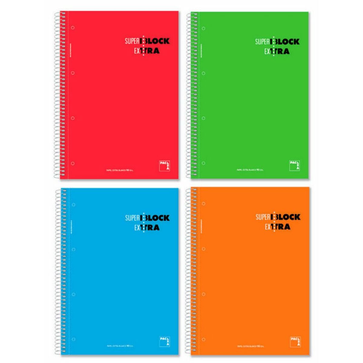 Set of exercise books Pacsa Superblock Extra Multicolour A4 120 Sheets 4 Pieces Set of exercise books Pacsa Superblock Extra Multicolour A4 120 Sheets 4 Pieces