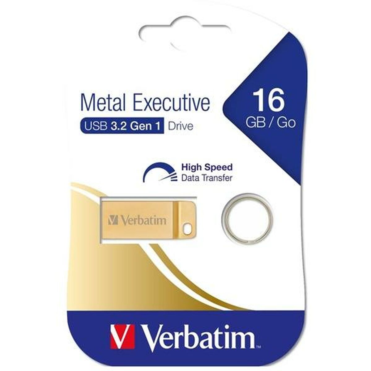Pendrive Verbatim Metal Executive Golden 16 GB Pendrive Verbatim Metal Executive Golden 16 GB
