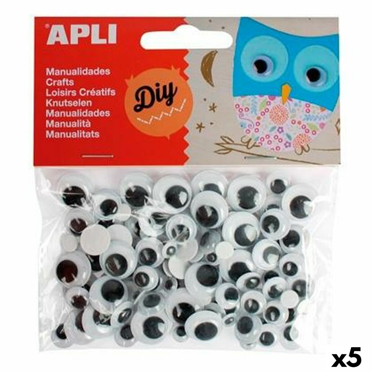 Set of stickers Apli Eyes Black 5 Units Set of stickers Apli Eyes Black 5 Units