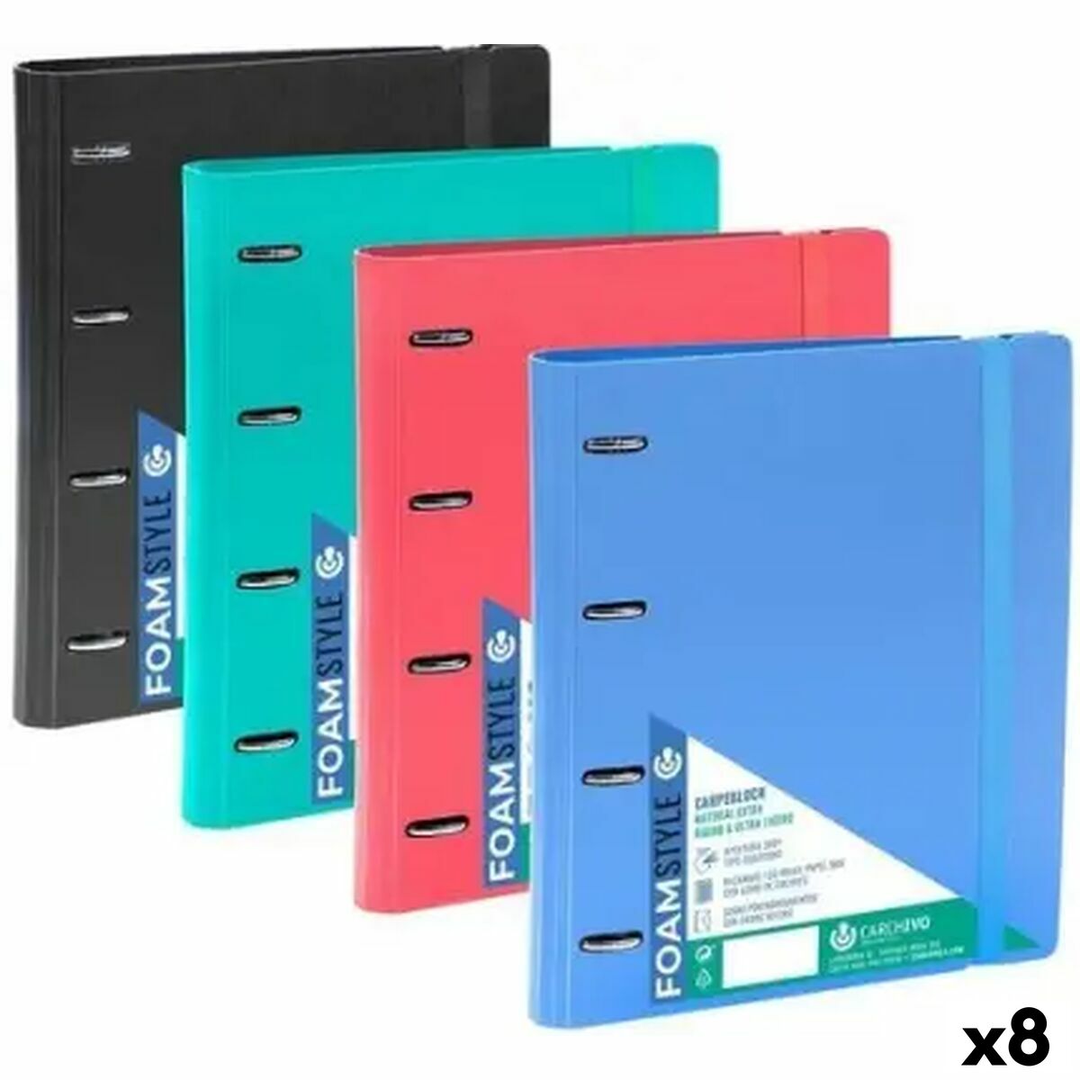 Ring binder Carchivo Multicolour A4 (8 Units) Ring binder Carchivo Multicolour A4 (8 Units)