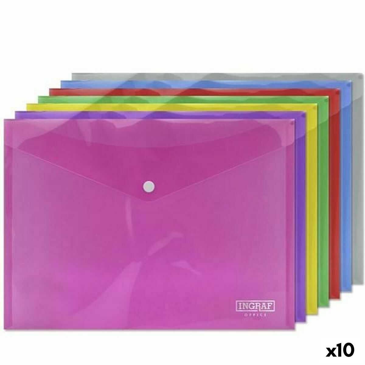 Document Holder Ingraf Plastic Multicolour Clasp A4 (10Units) Document Holder Ingraf Plastic Multicolour Clasp A4 (10Units)