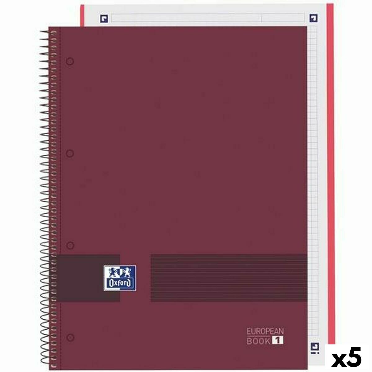Notebook Oxford European Book Write&Erase Burgundy A4 A4+ 80 Sheets (5 Units) Notebook Oxford European Book Write&Erase Burgundy A4 A4+ 80 Sheets (5 Units)