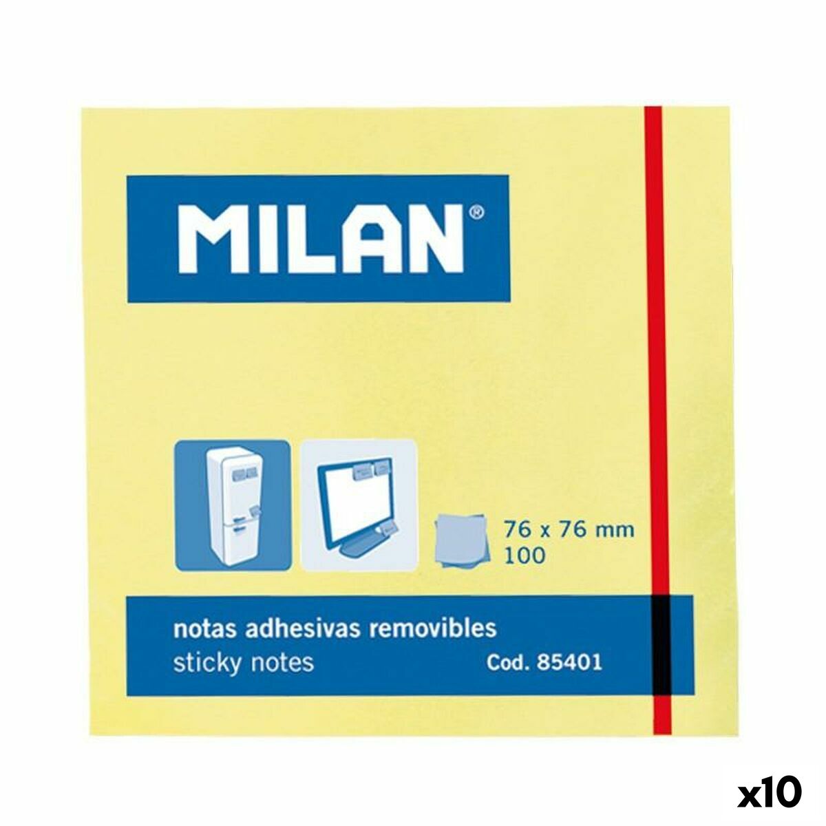 Sticky Notes Milan Yellow White 76 x 76 mm (10 Units) Sticky Notes Milan Yellow White 76 x 76 mm (10 Units)