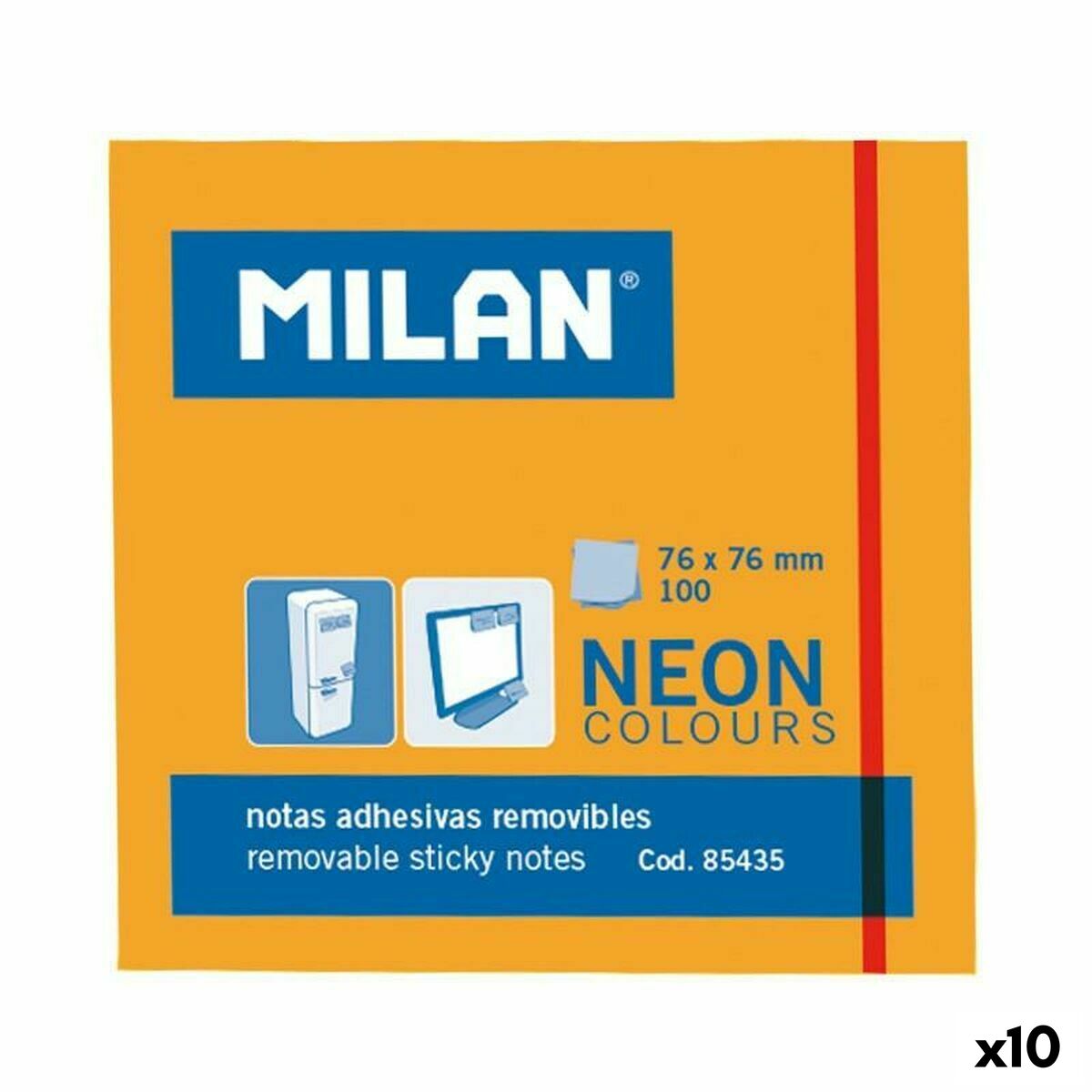 Sticky Notes Milan Orange 76 x 76 mm (10 Units) Sticky Notes Milan Orange 76 x 76 mm (10 Units)