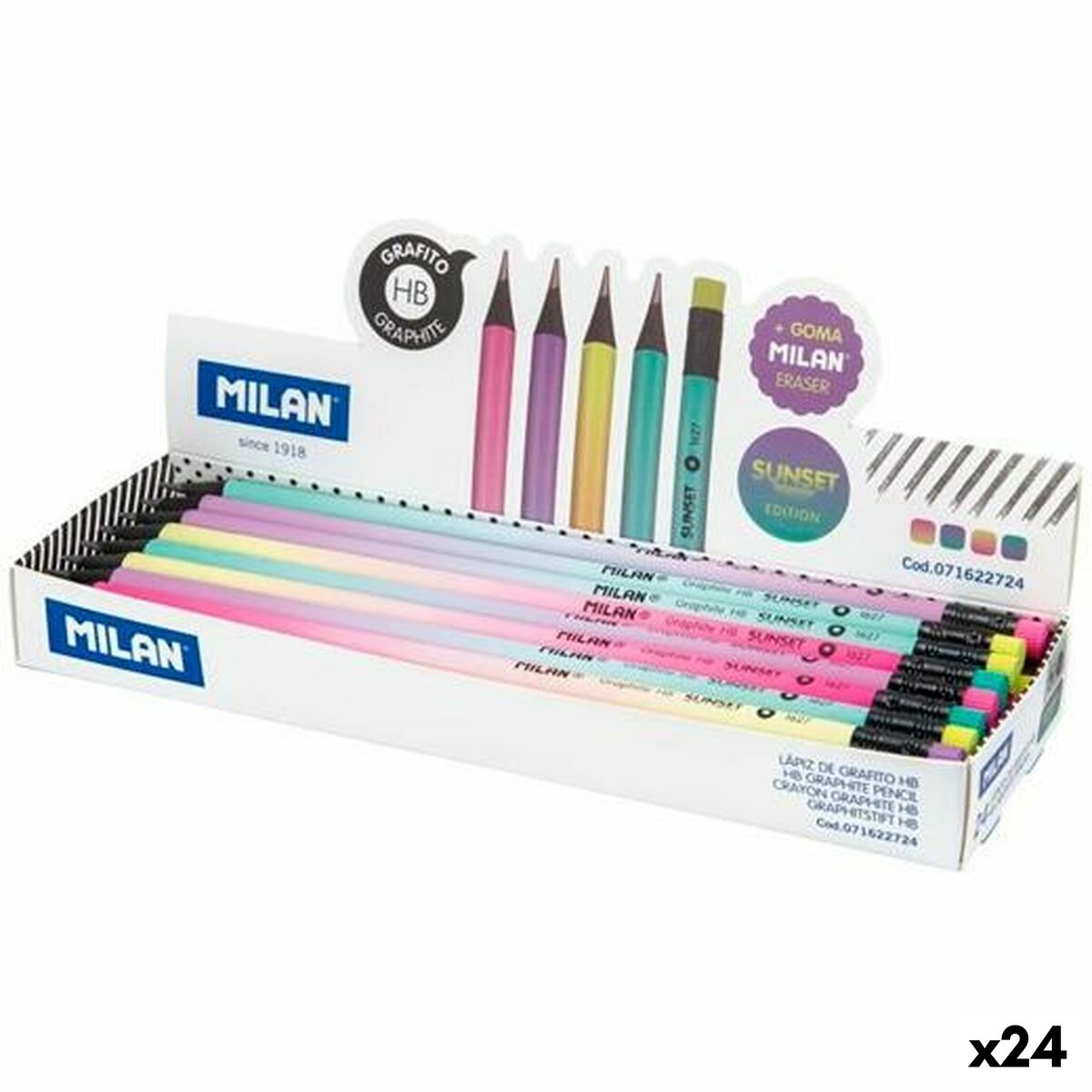 Pencil with Eraser Milan Sunset Circular HB (24 Units) Pencil with Eraser Milan Sunset Circular HB (24 Units)