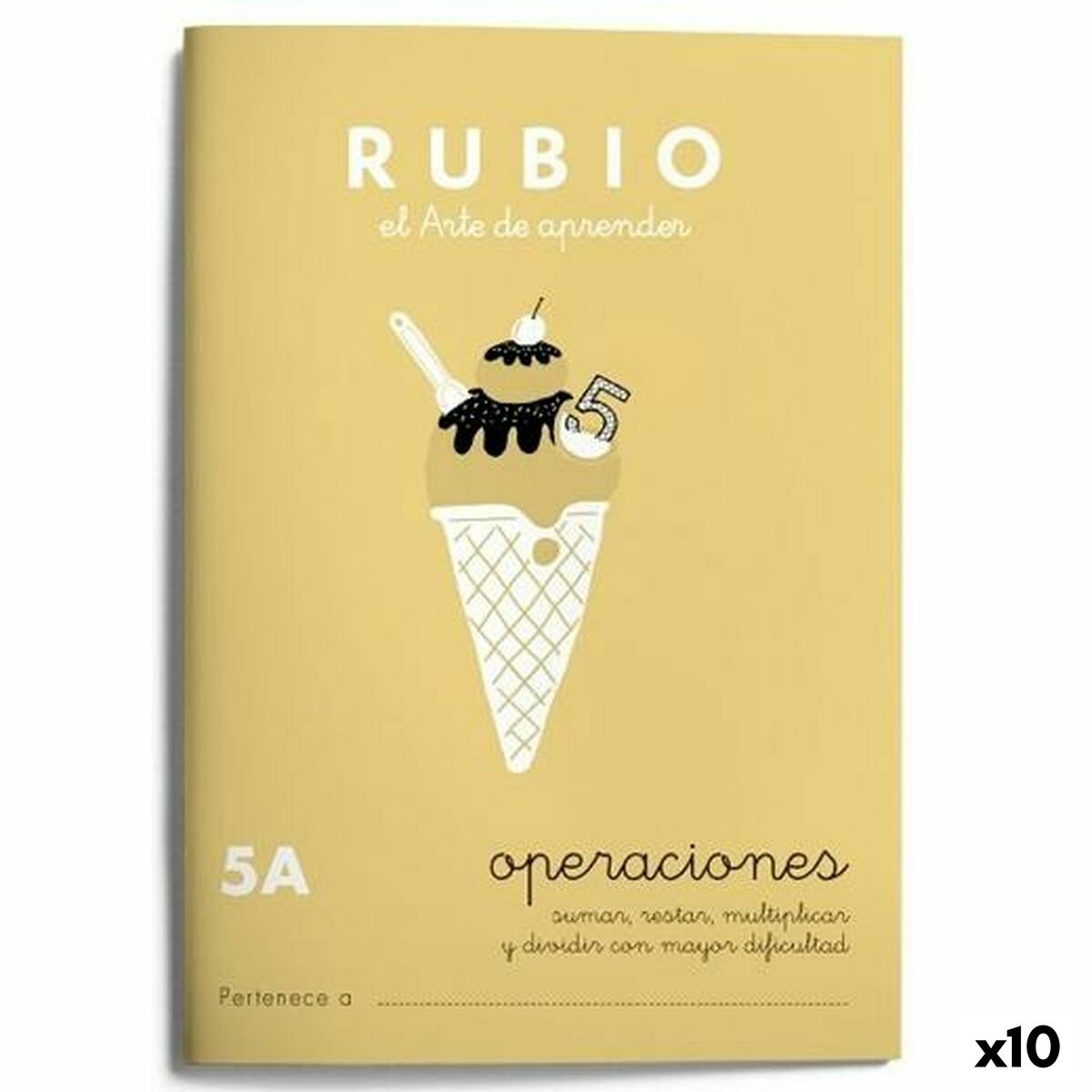 Maths exercise book Rubio NÂº 5A A5 Spanish 20 Sheets (10 Units)