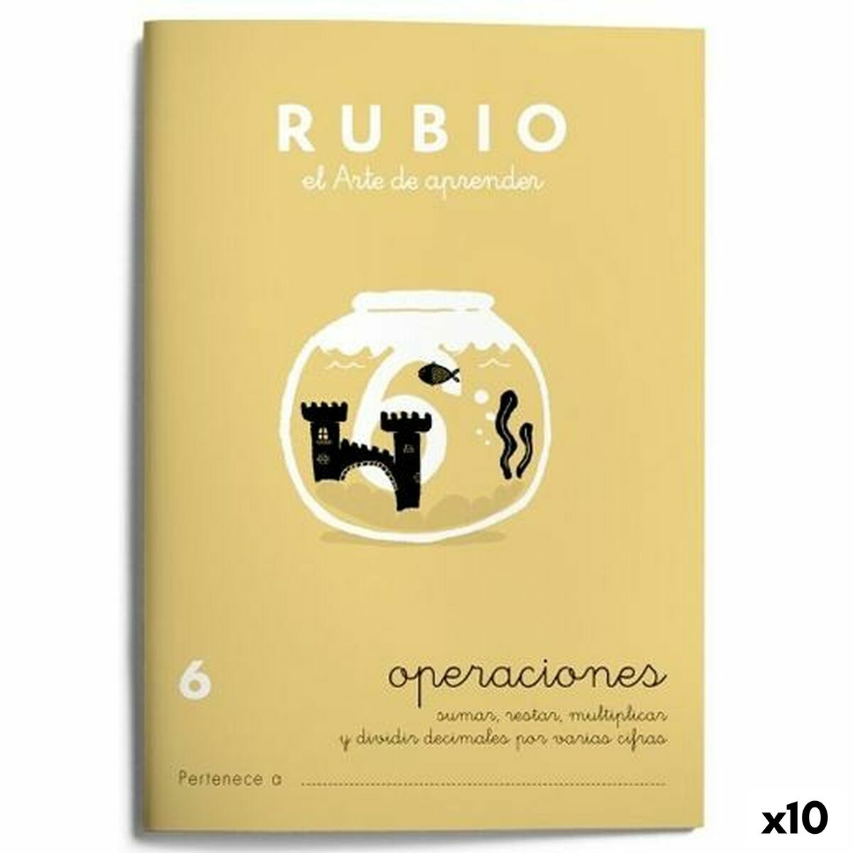 Maths exercise book Rubio NÂº 6 A5 Spanish 20 Sheets (10 Units)