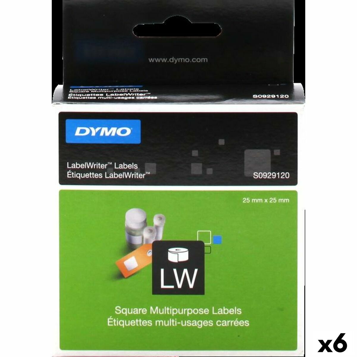 Laminated Tape Dymo LabelWriter White Labels 25 x 25 mm (6 Units) Laminated Tape Dymo LabelWriter White Labels 25 x 25 mm (6 Units)