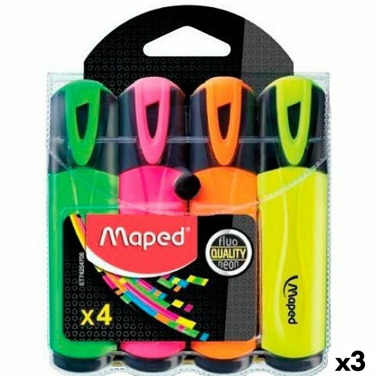 Fluorescent Marker Set Maped Fluor Quality Neon Multicolour (3 Units) Fluorescent Marker Set Maped Fluor Quality Neon Multicolour (3 Units)