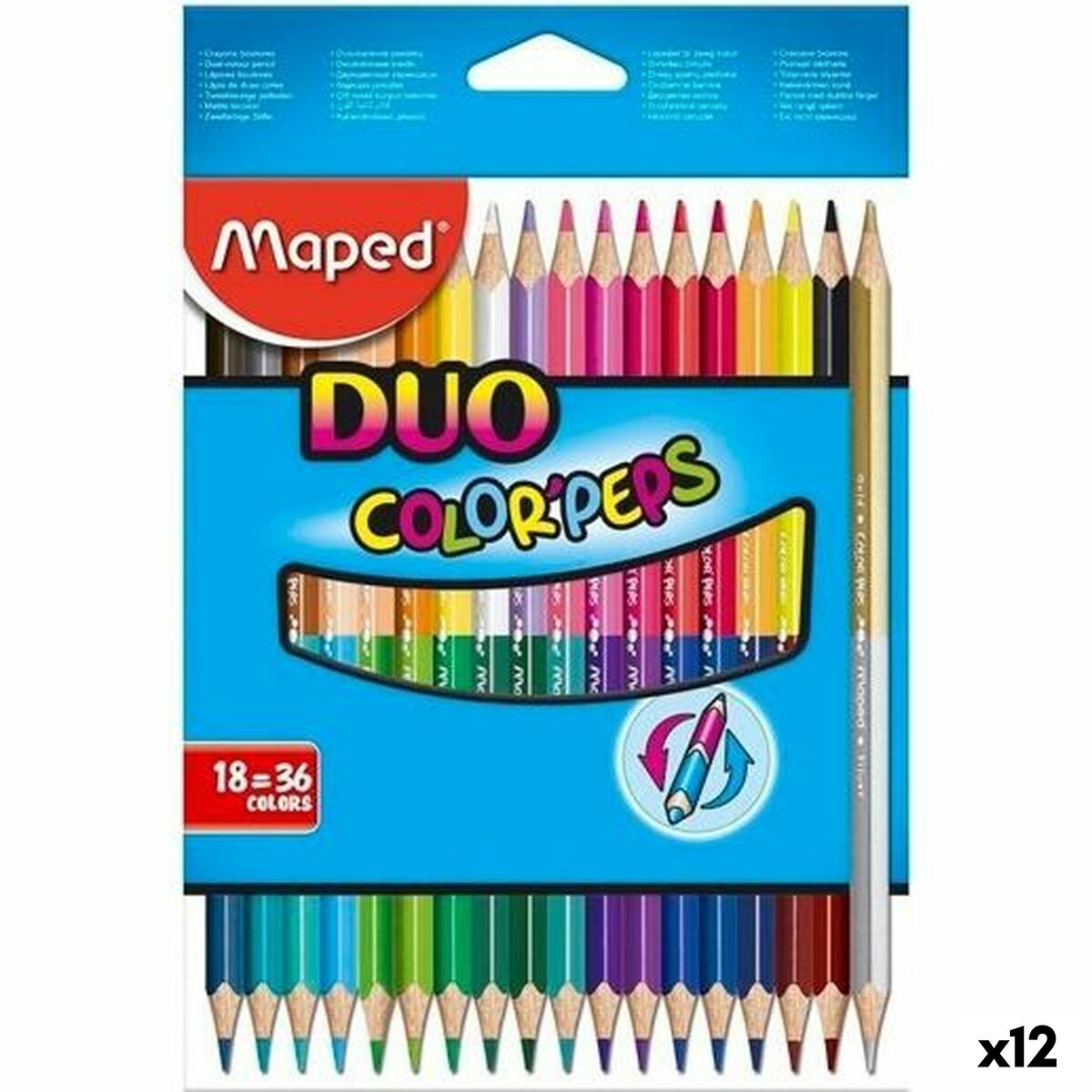 Colouring pencils Maped Duo Color’ Peps	 Multicolour 18 Pieces Double-ended (12 Units)
