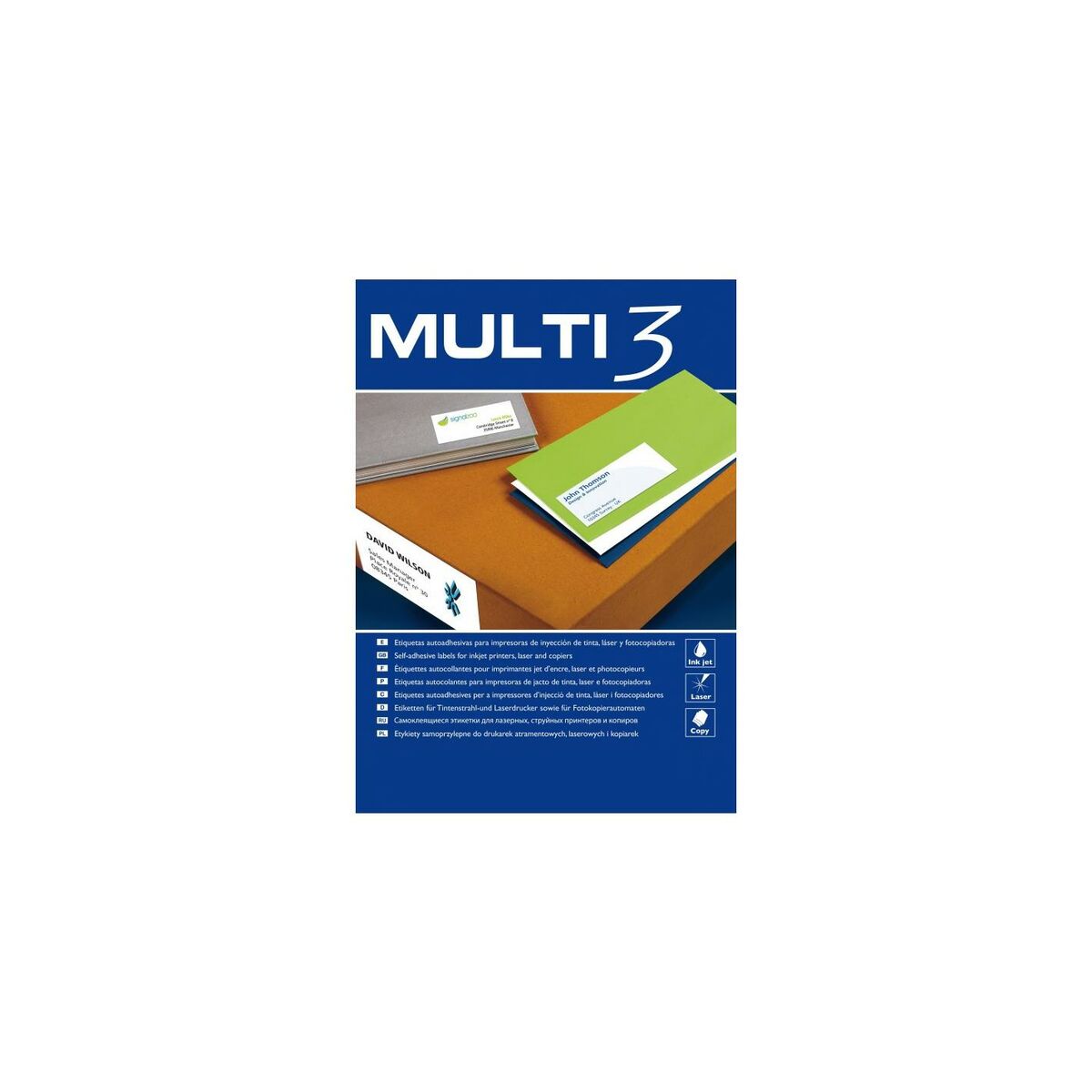 Printer Labels MULTI 3 White Upright 100 Sheets 70 x 33,8 mm Inkjet Lser (24 Units)