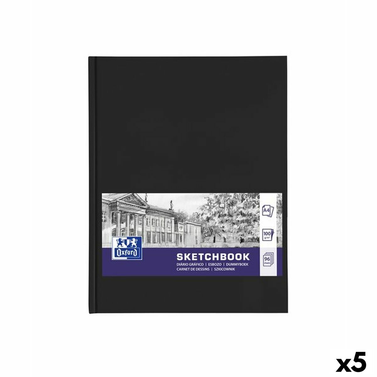 Drawing Pad Oxford Black A4 96 Sheets (5 Units) Drawing Pad Oxford Black A4 96 Sheets (5 Units)