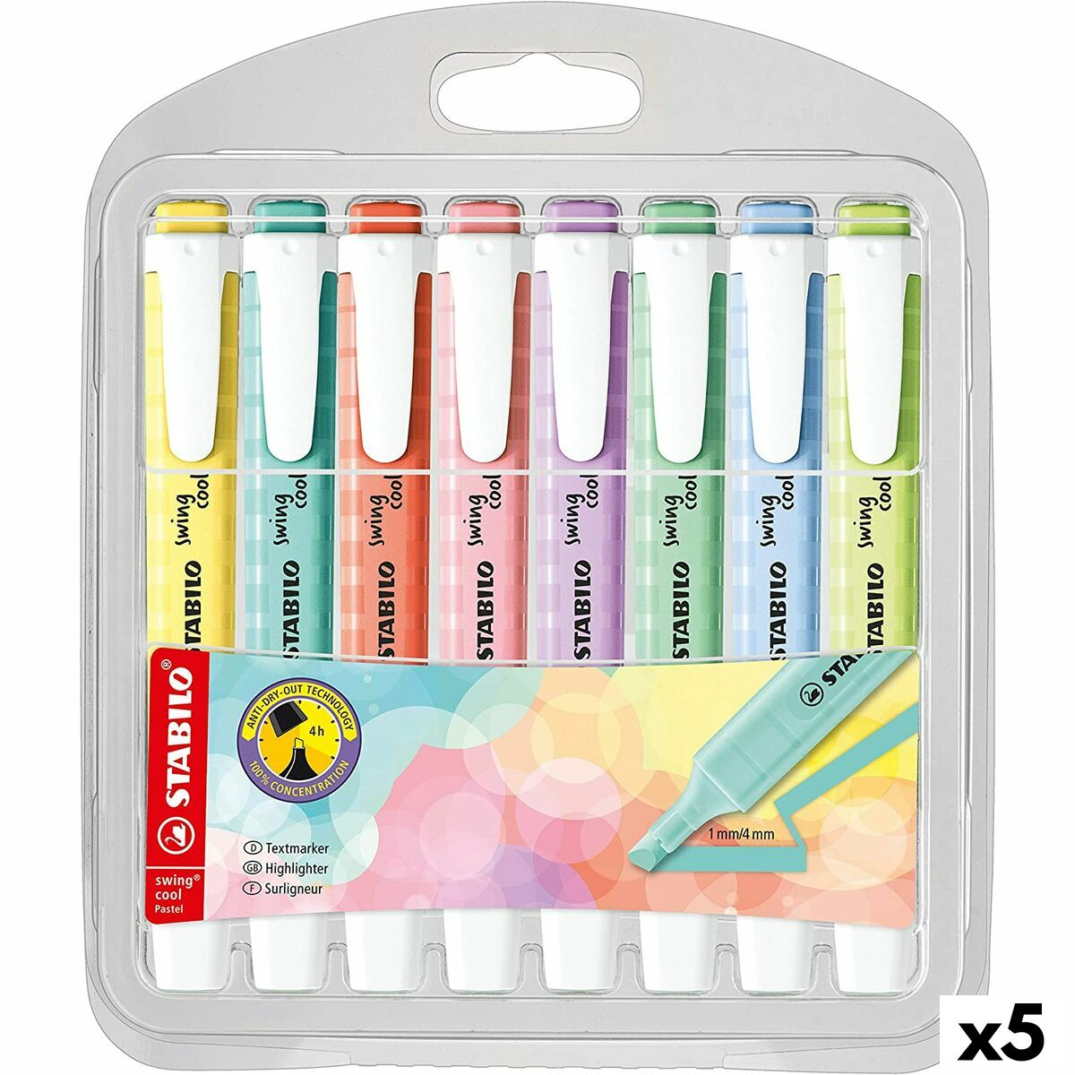 Fluorescent Marker Set Stabilo Swing Cool Pastel Multicolour (5 Units) Fluorescent Marker Set Stabilo Swing Cool Pastel Multicolour (5 Units)