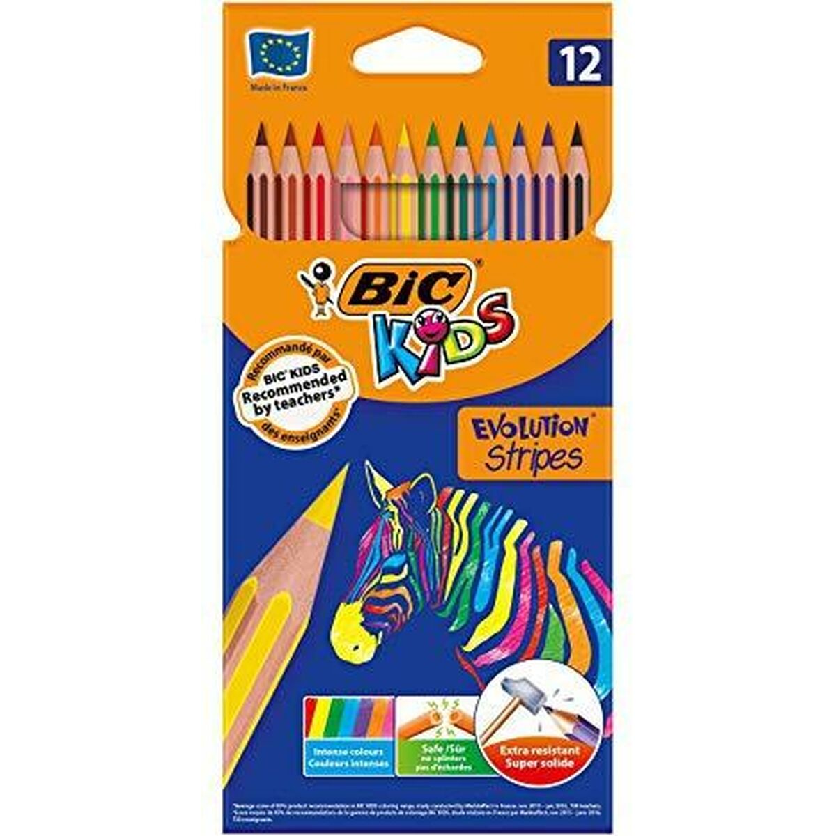 Colouring pencils Bic KIDS EVOLUTION STRIPES Multicolour 12 Pieces (12 Units)