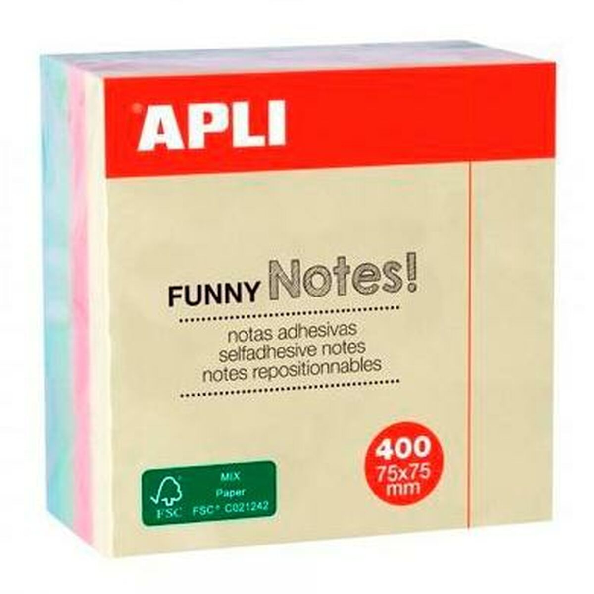 Sticky Notes Apli FUNNY Multicolour 75 x 75 mm (48 Units)