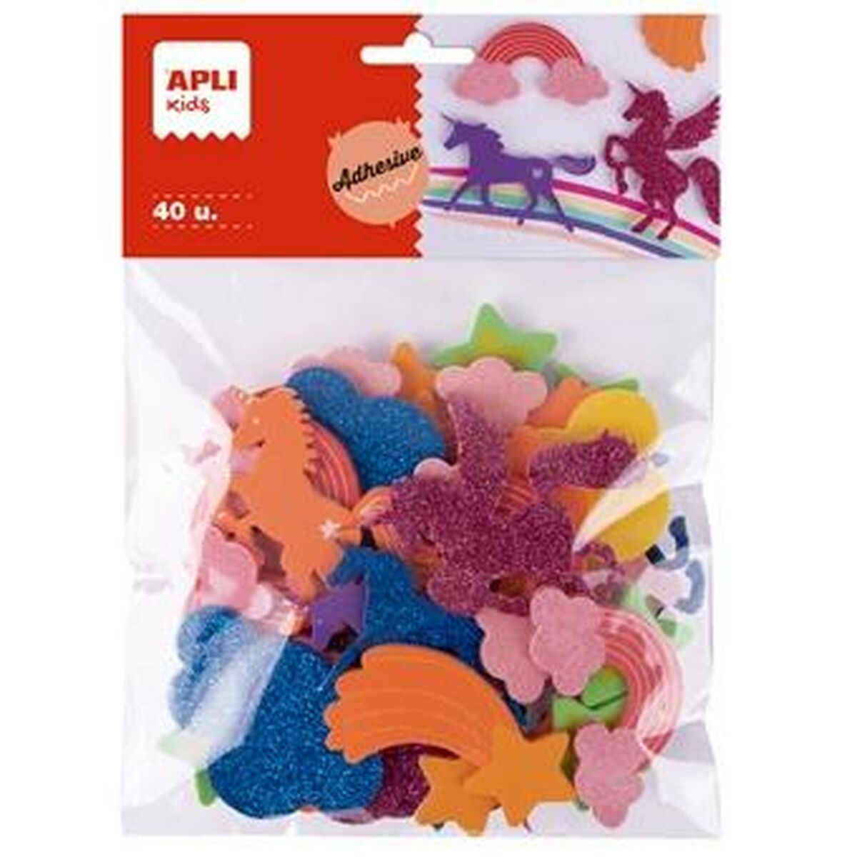 Eva Rubber Apli Multicolour Eva Rubber unicornios (40 Pieces) (5 Units)