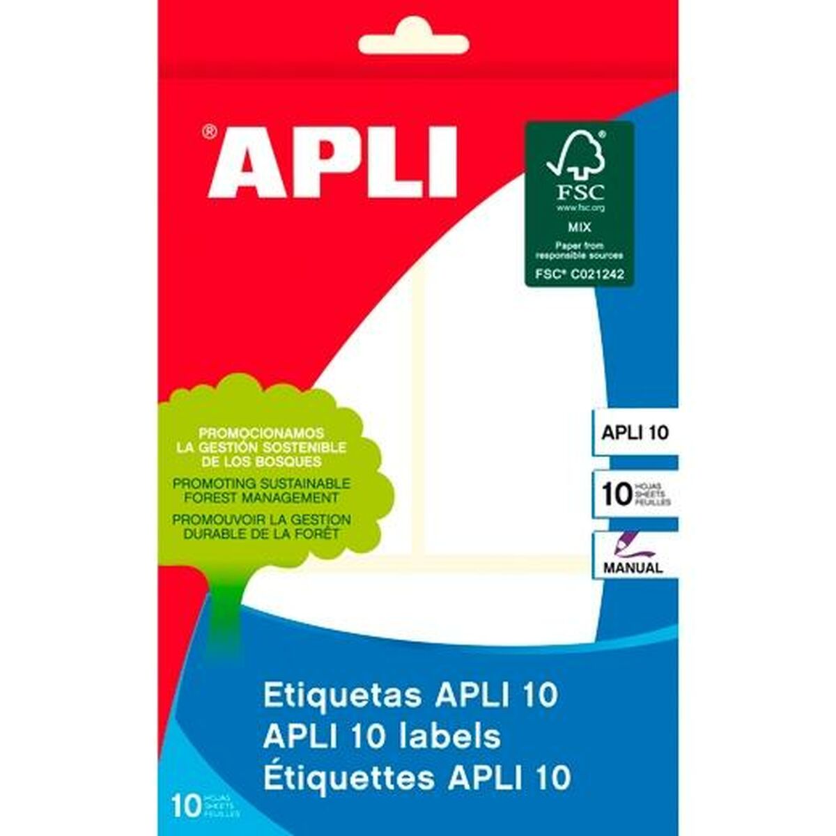Adhesive labels Apli White Paper 10 Sheets 53 x 100 mm (10 Units)
