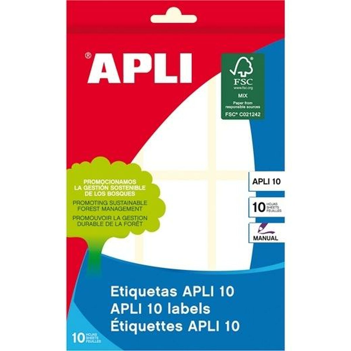 Adhesive labels Apli White Paper 10 Sheets 36 x 82 mm (10 Units)