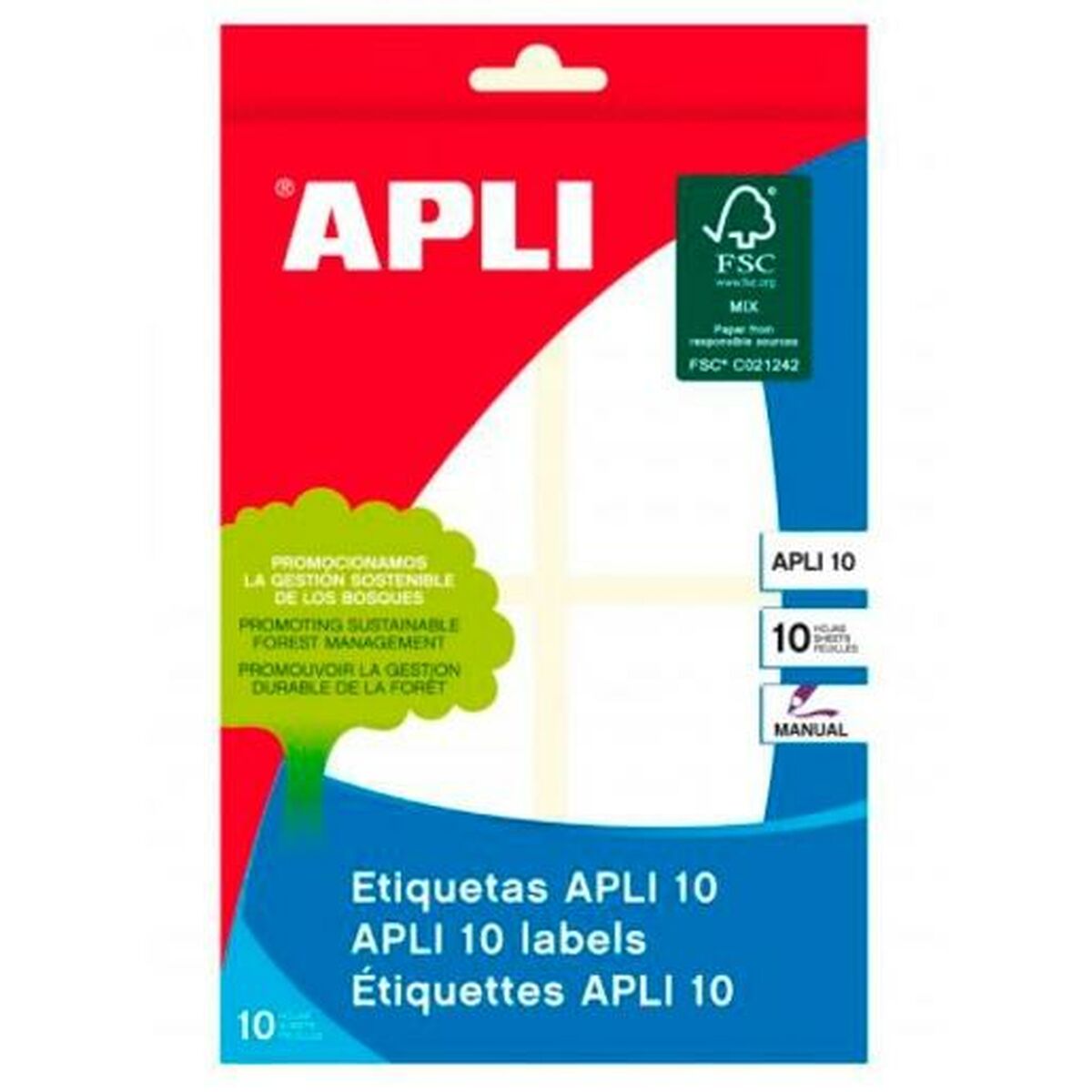 Adhesive labels Apli White Paper 10 Sheets 40 x 75 mm (10 Units)