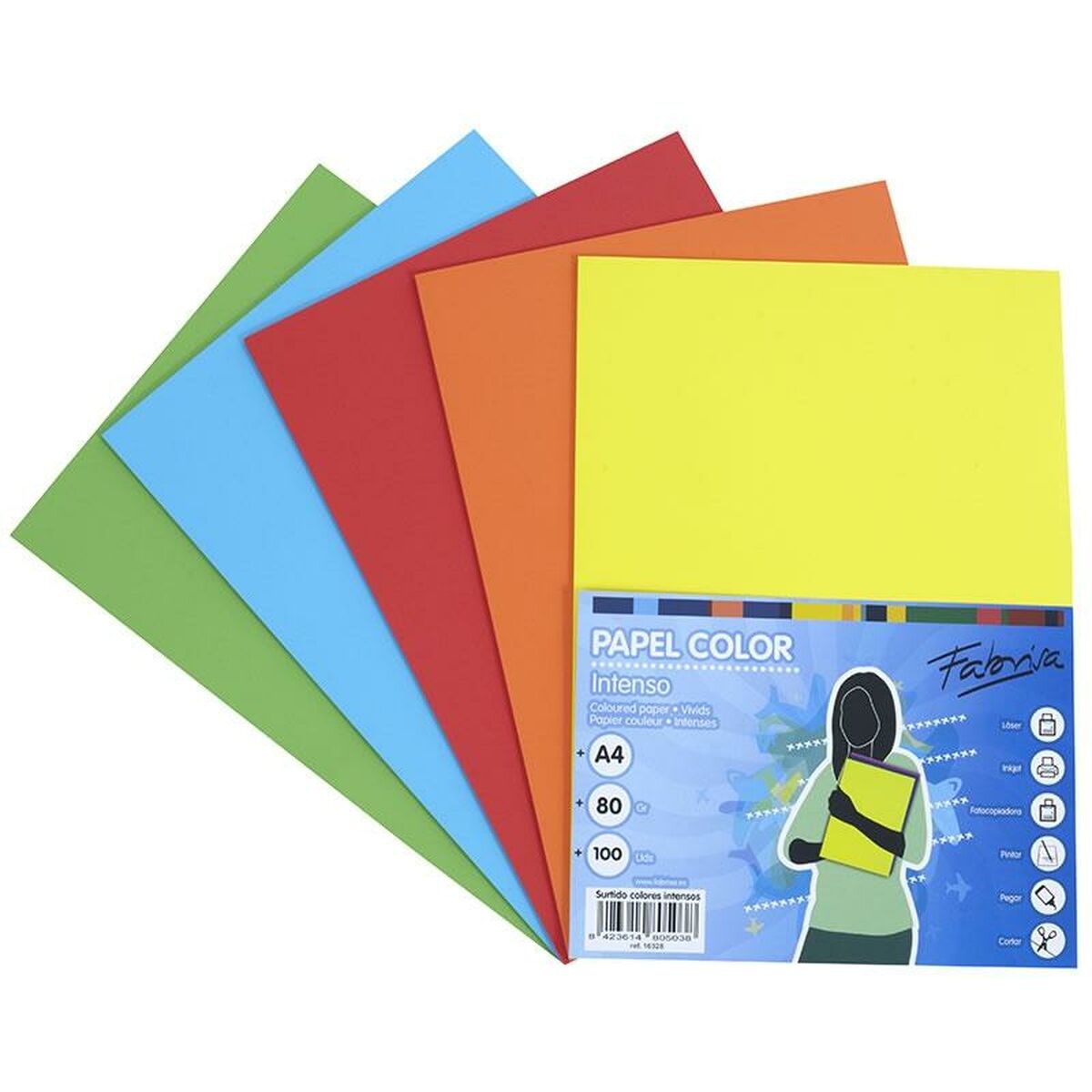 Printer Paper Fabrisa Multicolour A4 100 Sheets (22 Units)